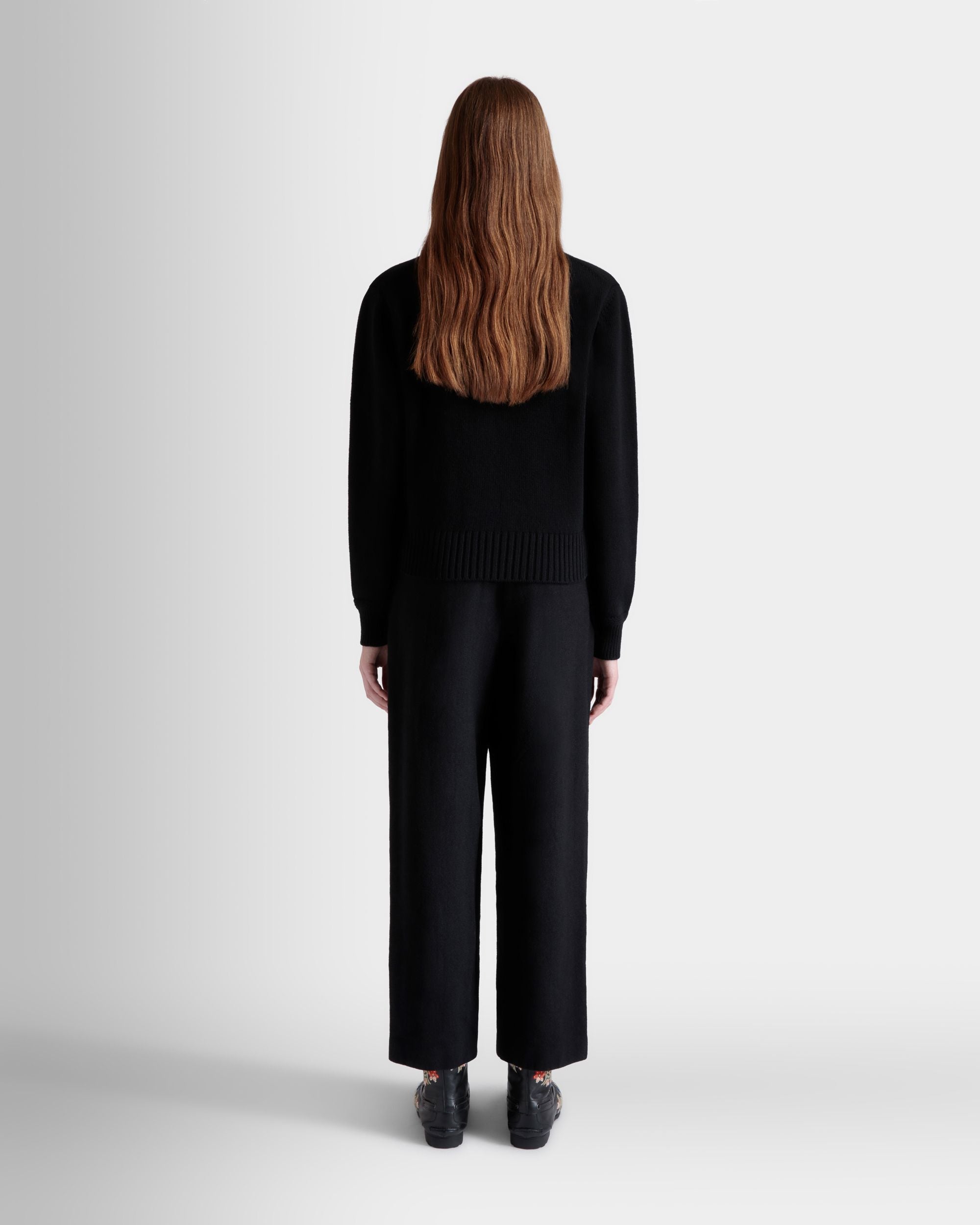 Bally Global - Winter Capsule Turtleneck Sweater with a Heritage Flower in Black Wool - Black