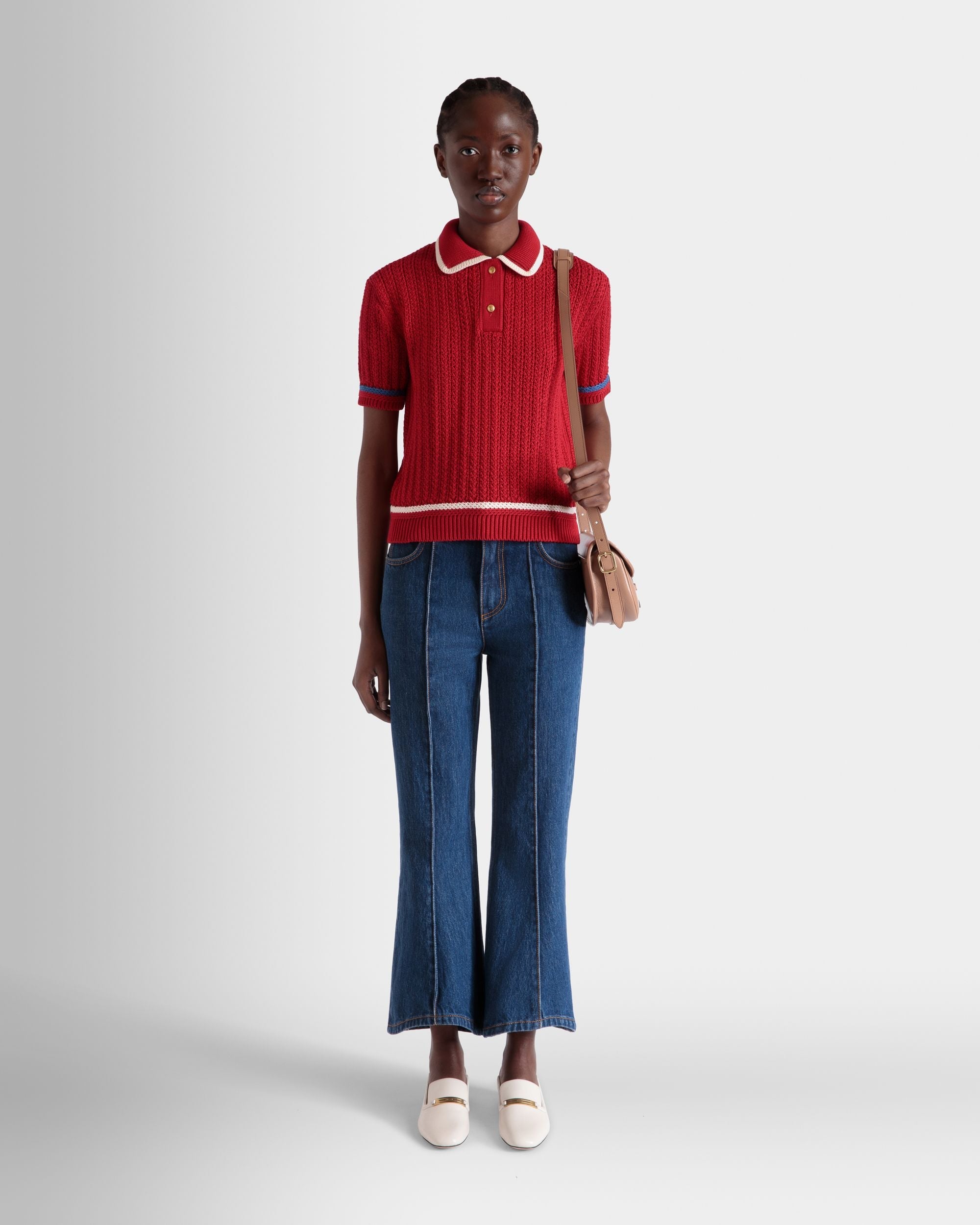 Bally Global - Polo De Punto De Algodón Rojo - Rojo