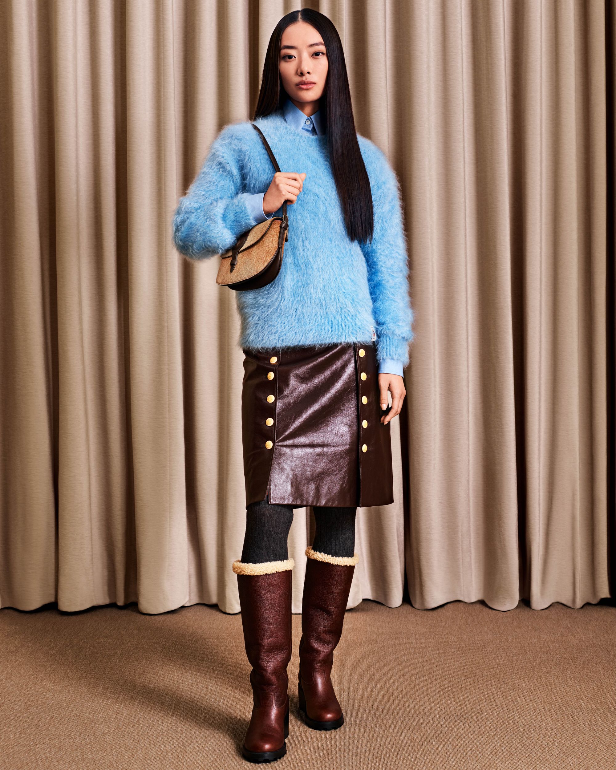 Bally Global - Crewneck Sweater in Light Blue Mohair And Silk - Blue