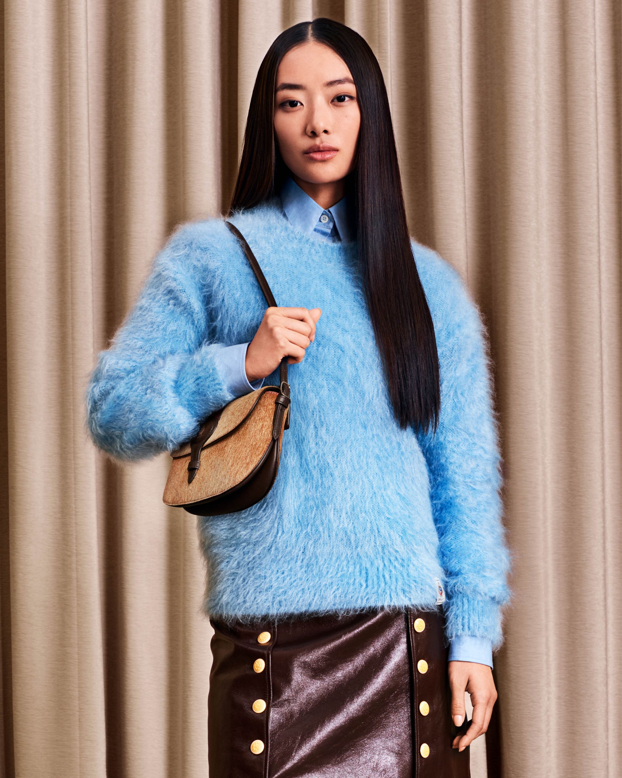 Bally Global - Crewneck Sweater in Light Blue Mohair And Silk - Blue