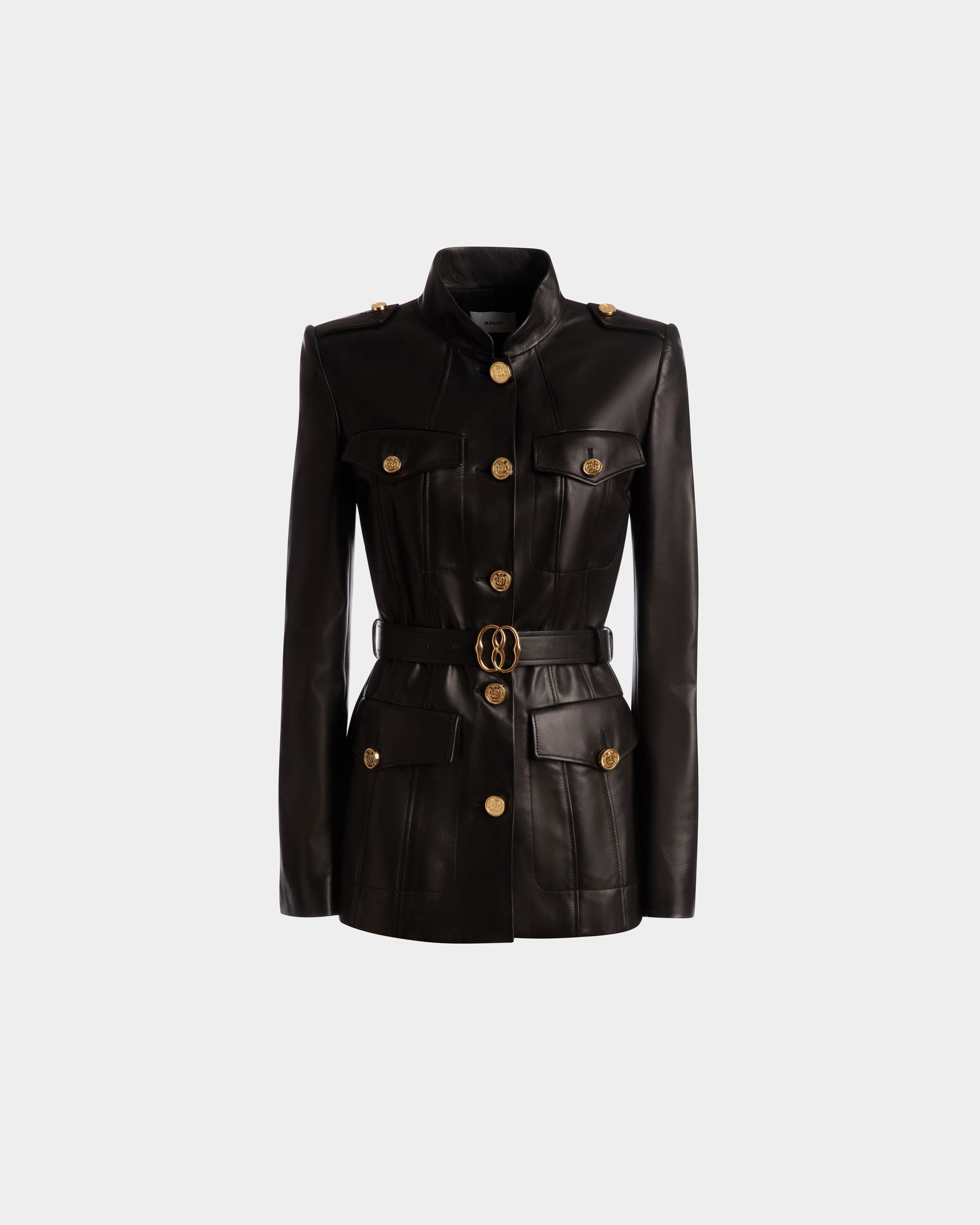 Bally Global - Belted Jacket In Black Leather - Black