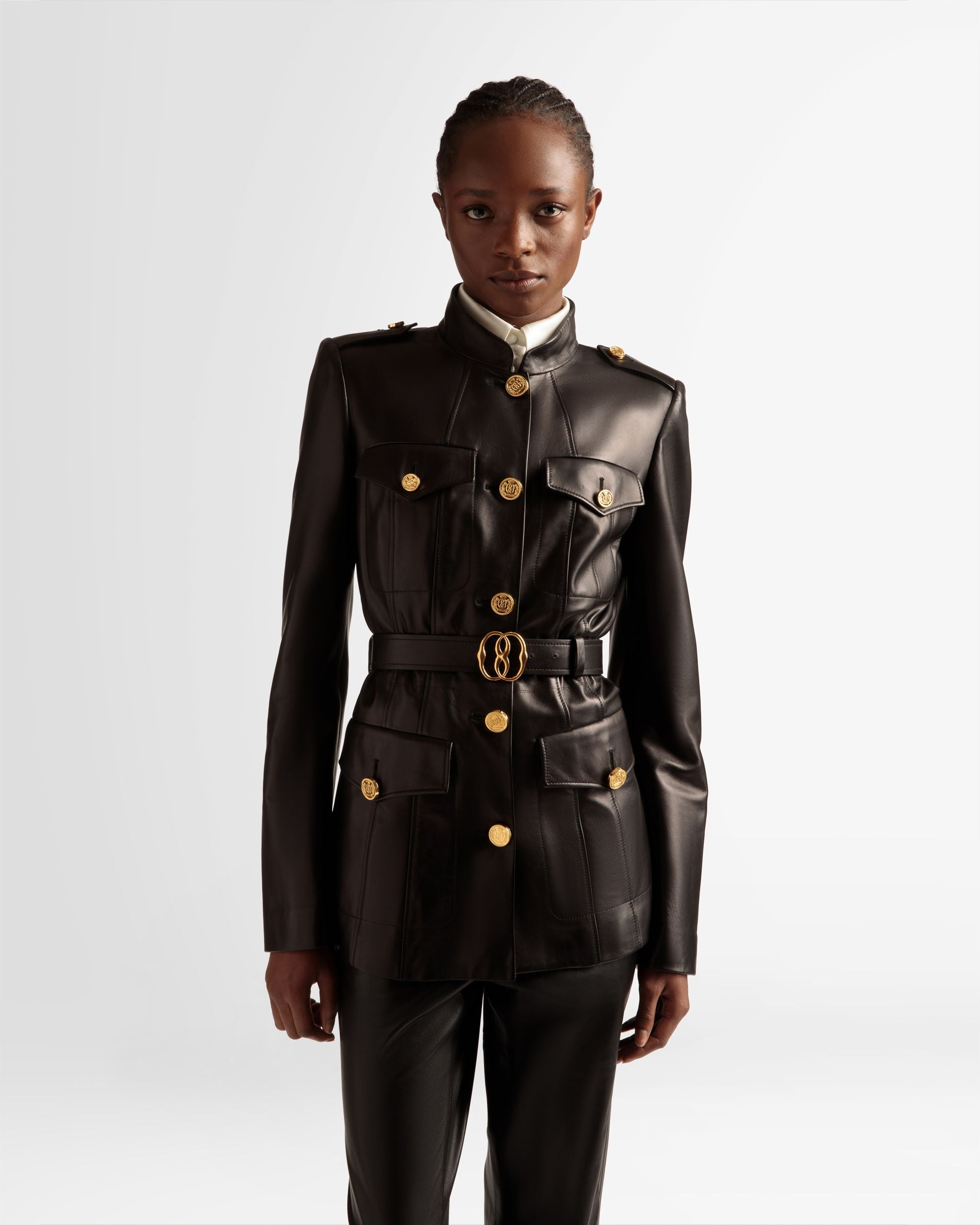 Bally Global - Belted Jacket In Black Leather - Black