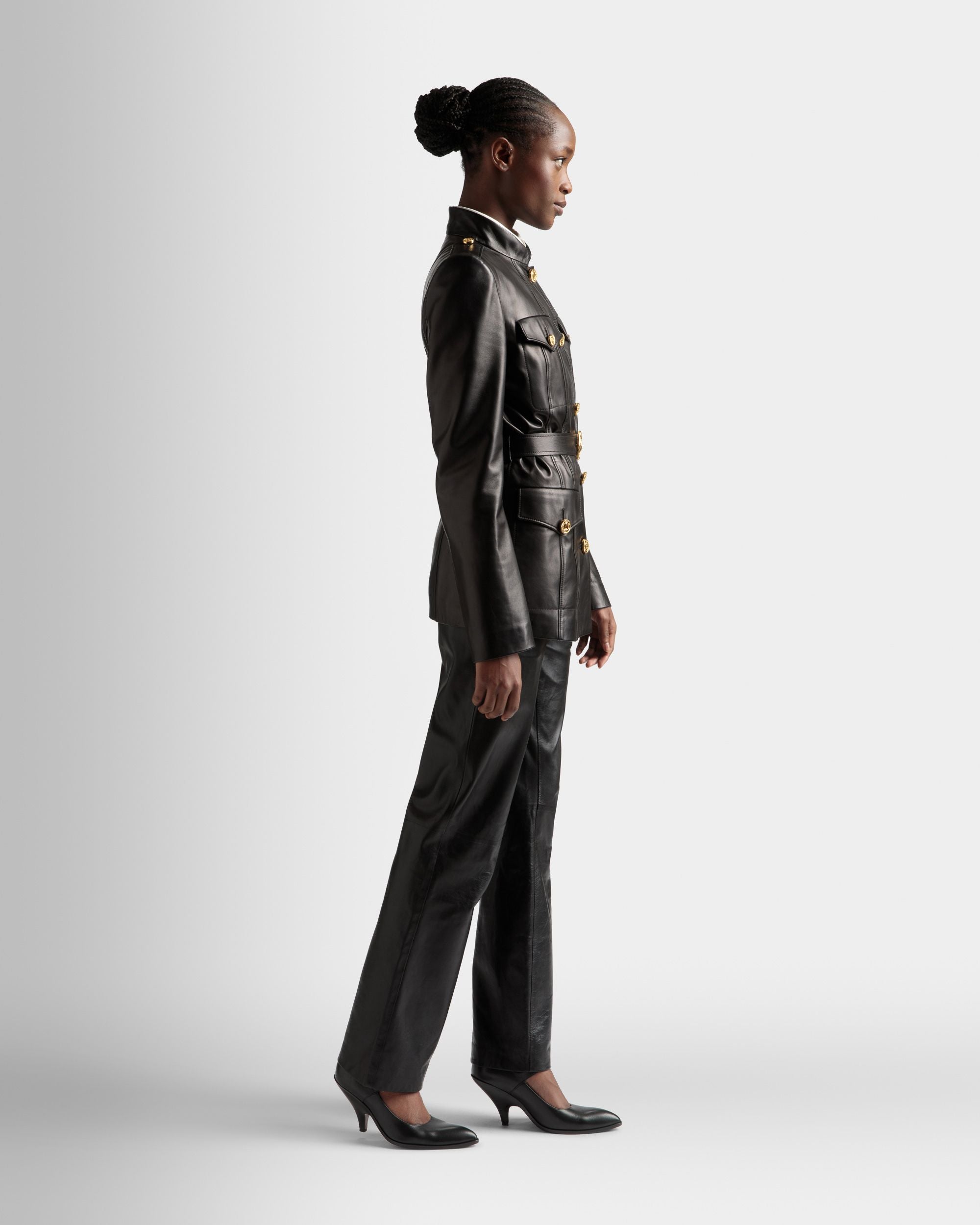 Bally Global - Belted Jacket In Black Leather - Black