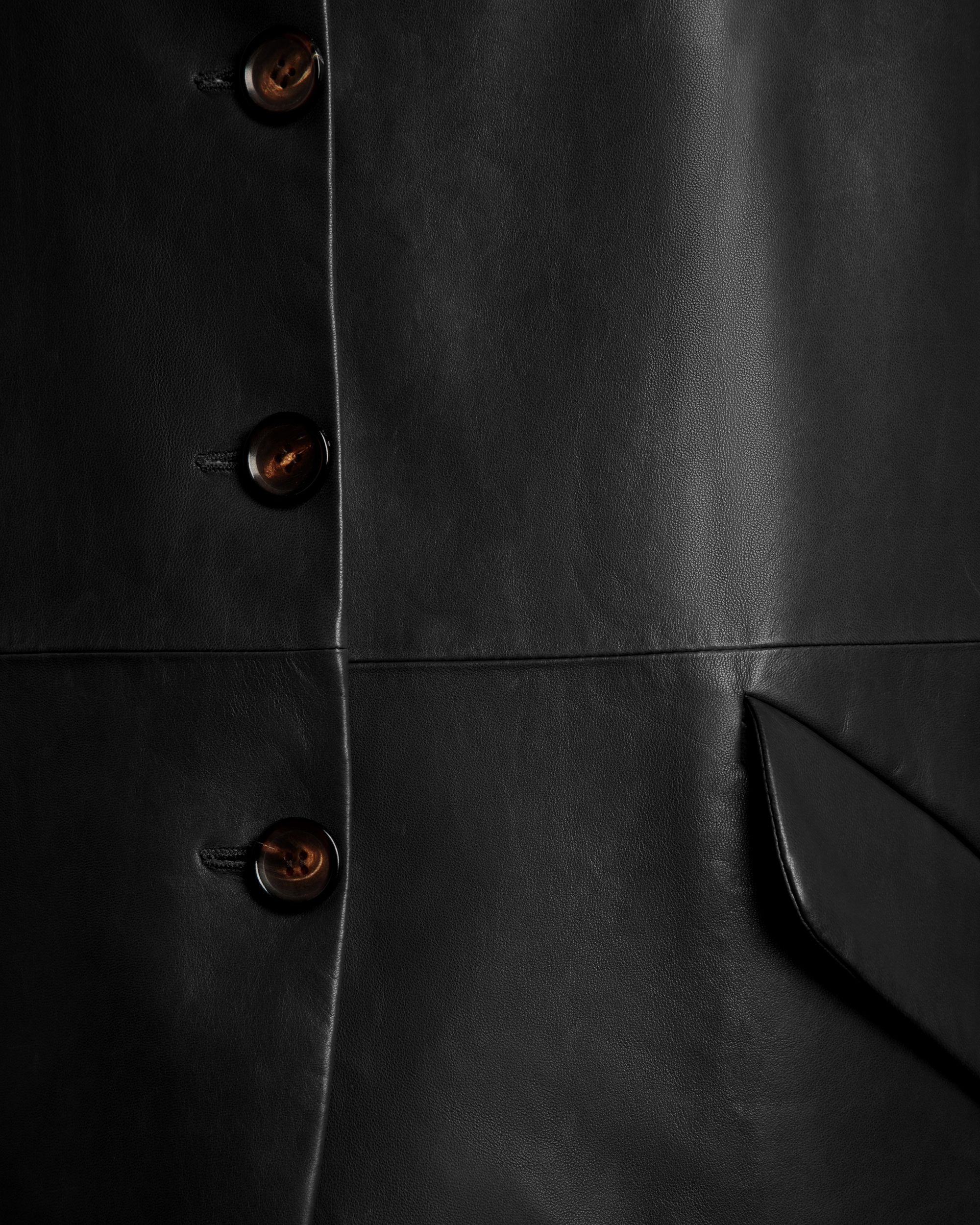 Bally Global - Abrigo Midi De Botonadura Simple De Piel Negra - Negro