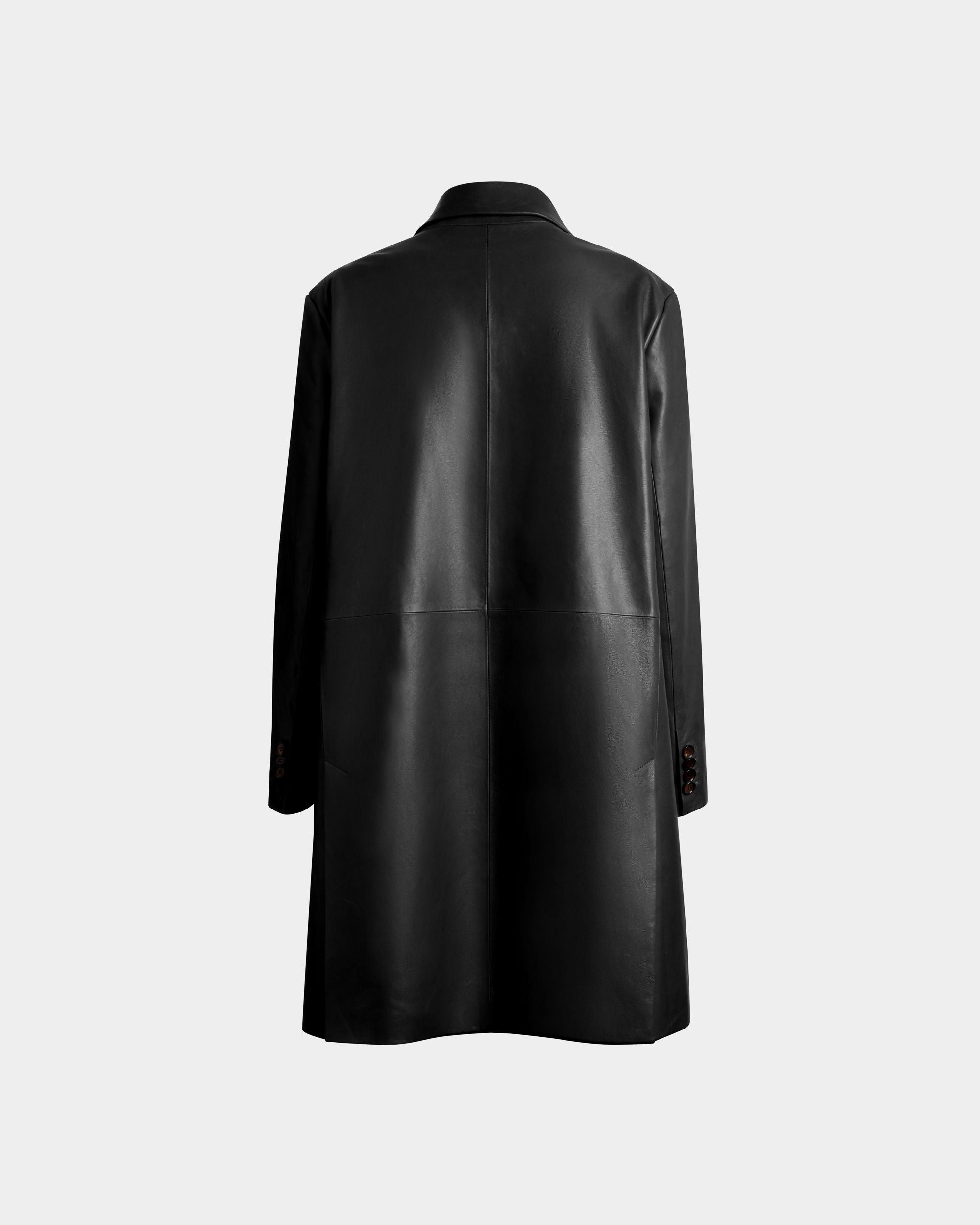 Bally Global - Abrigo Midi De Botonadura Simple De Piel Negra - Negro
