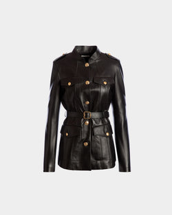 Chaqueta Con Cinturón De Piel Negra