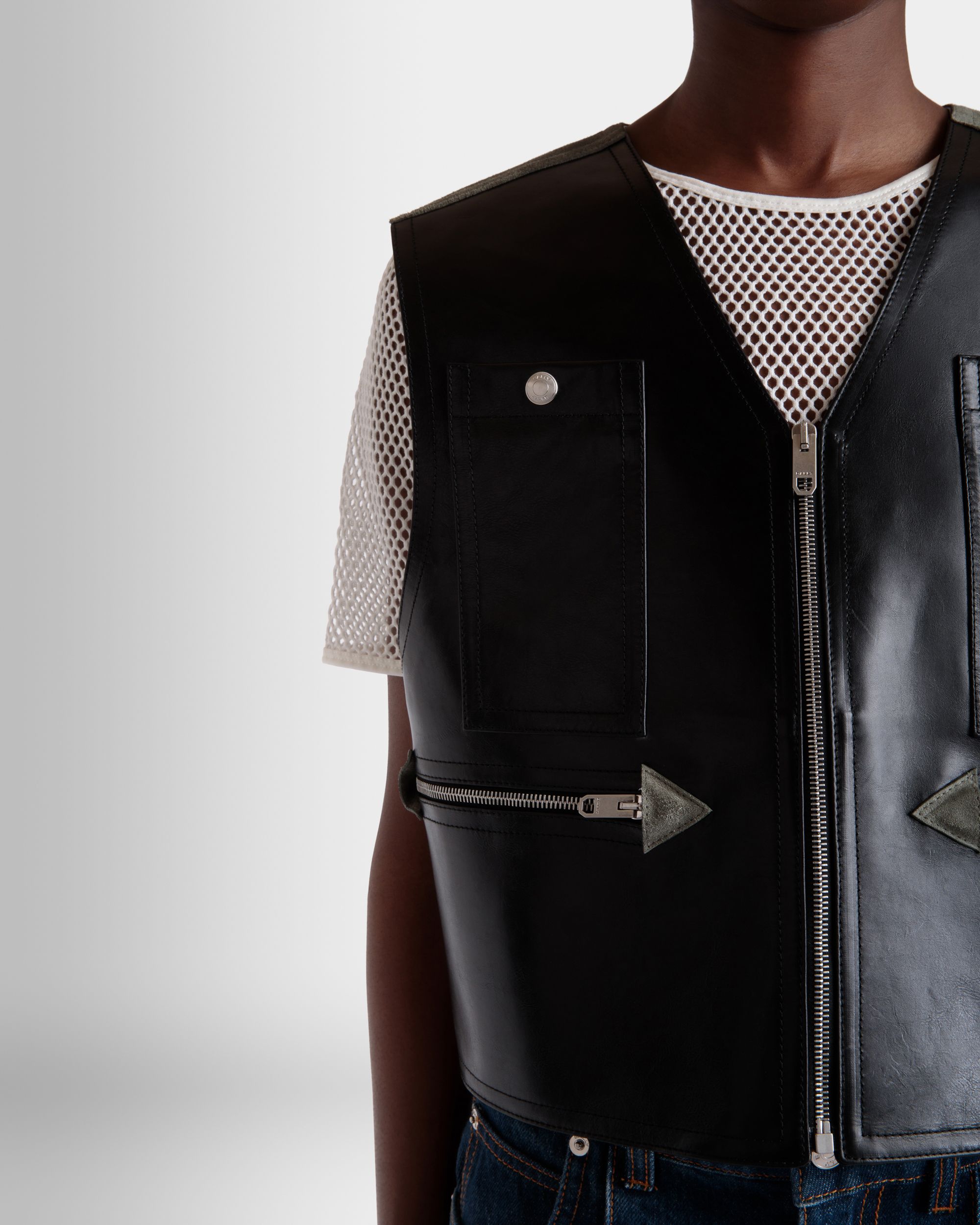 Bally Global - Gilet En Cuir Noir - Noir