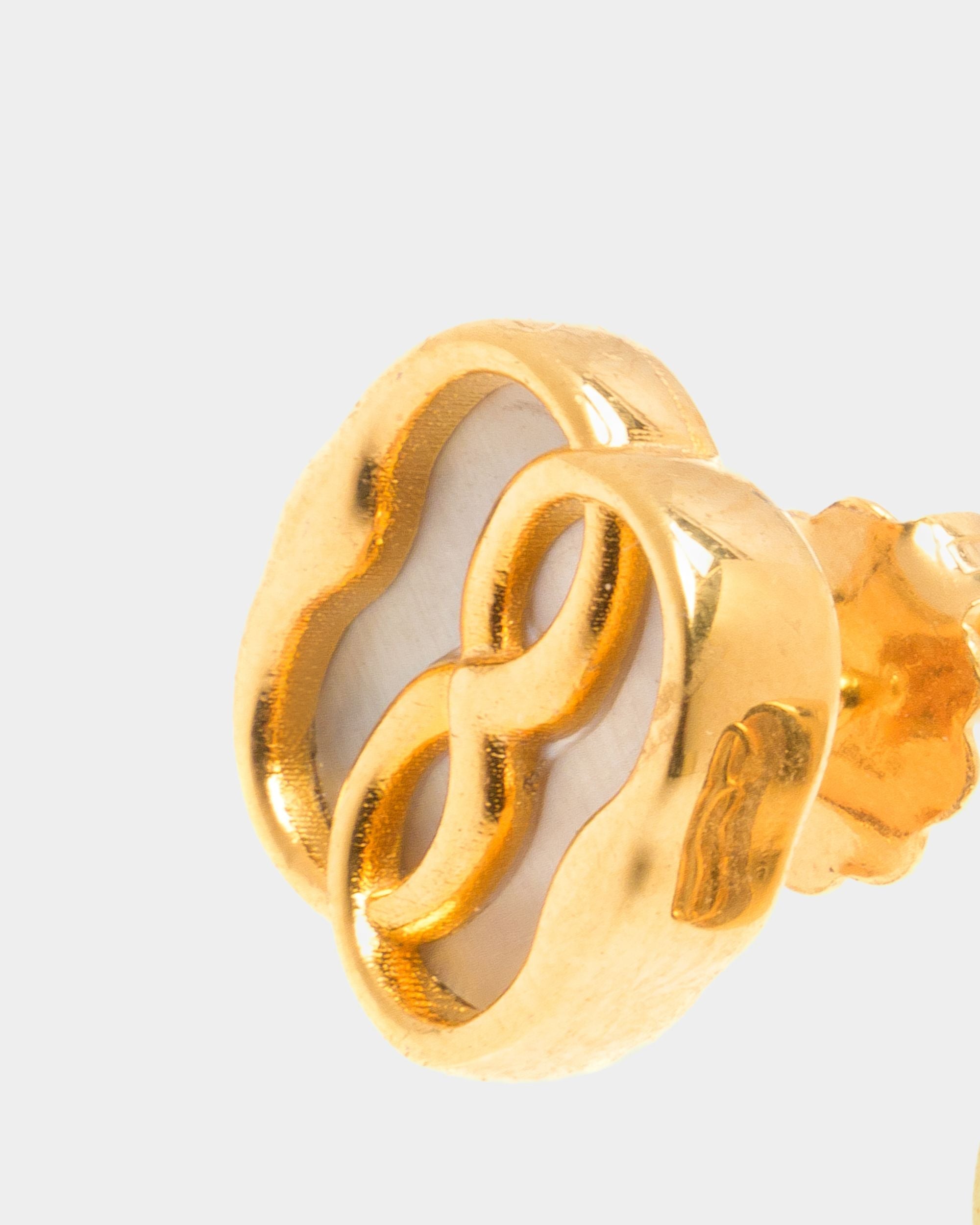 Bally Global - Emblem Studs in Gold-tone Eco Brass and Mother of Pearl - Gold