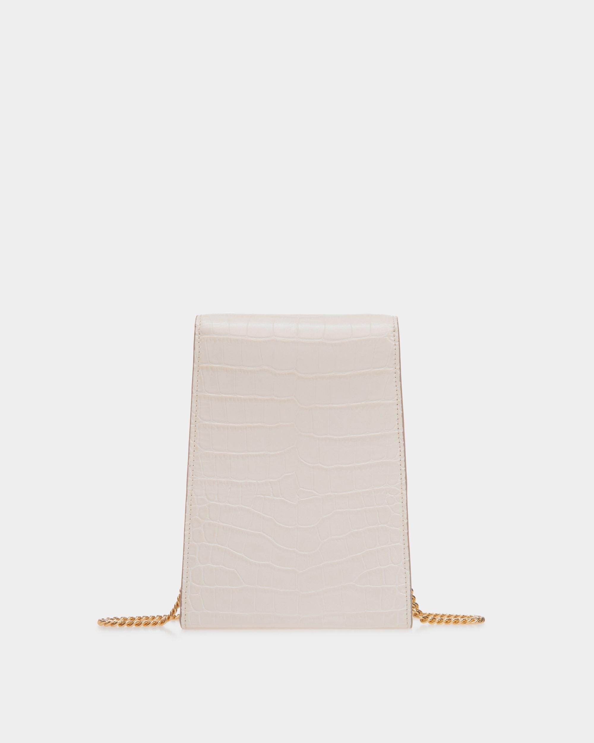 Bally Global - Tilt Phone Bag in White Crocodile Print Leather - White