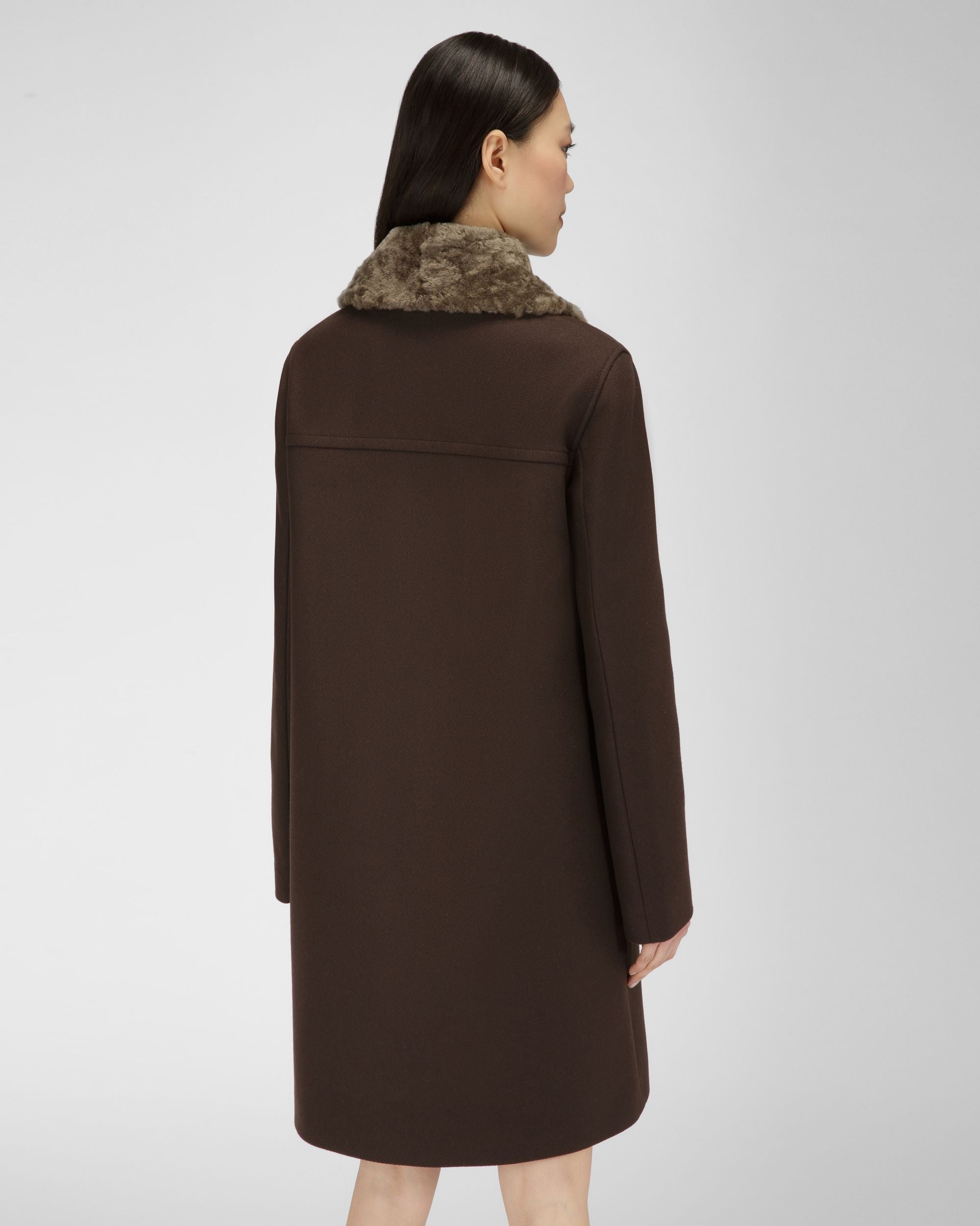 Bally Global - Wool Coat In Ebony Brown - Brown