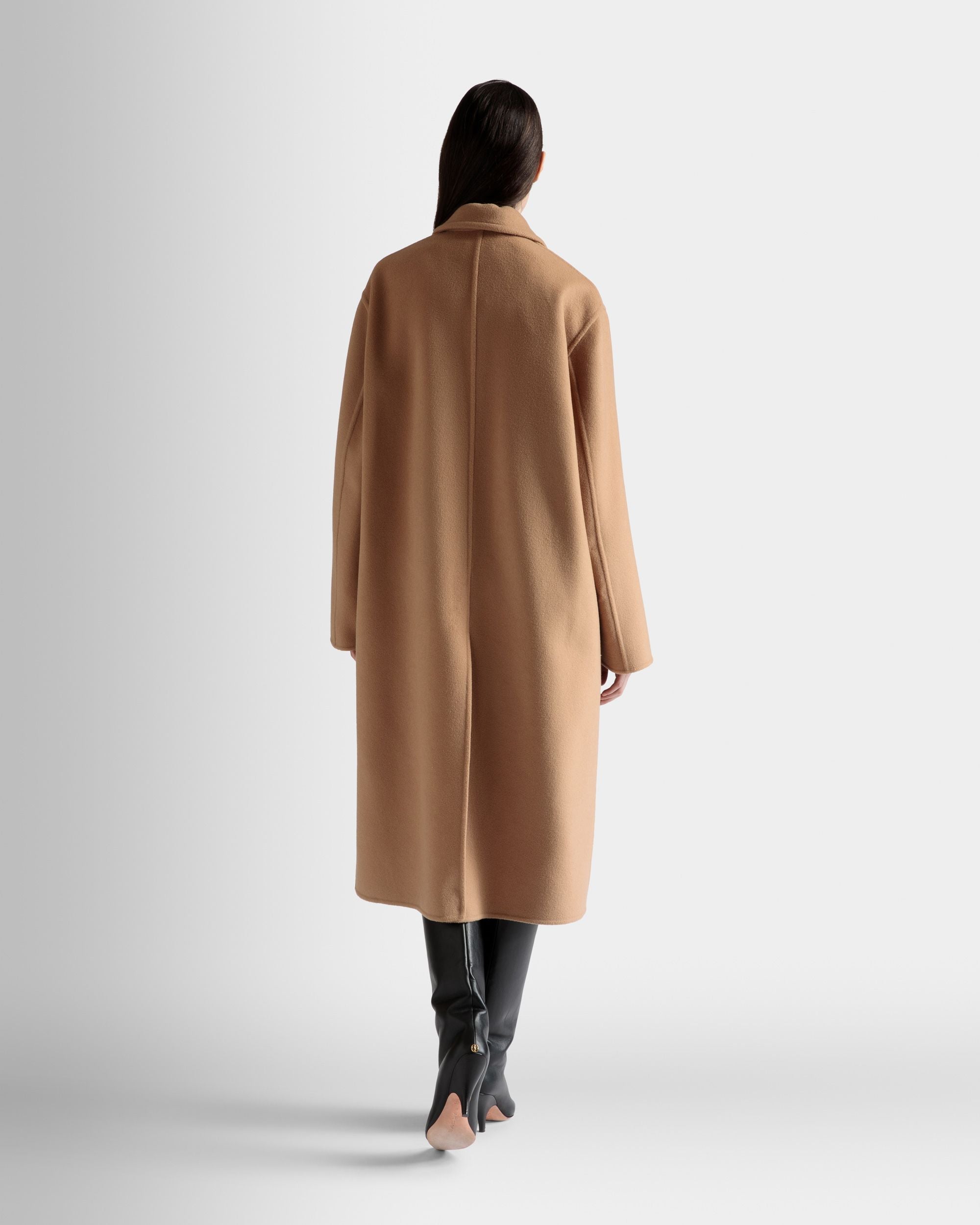 Bally Global - Single-Breasted Coat In Camel Cashmere Wool Mix - Brown