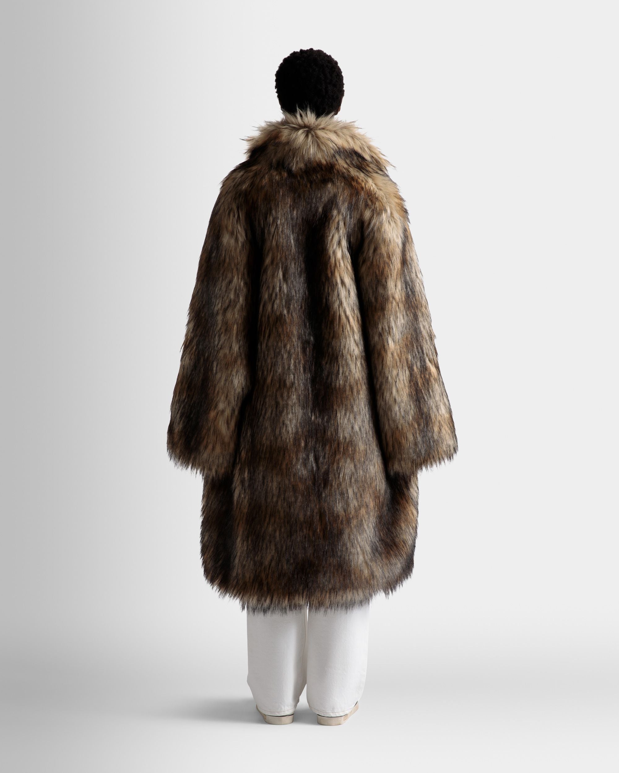 Bally Global - Faux Fur Coat In Multi Brown - Brown