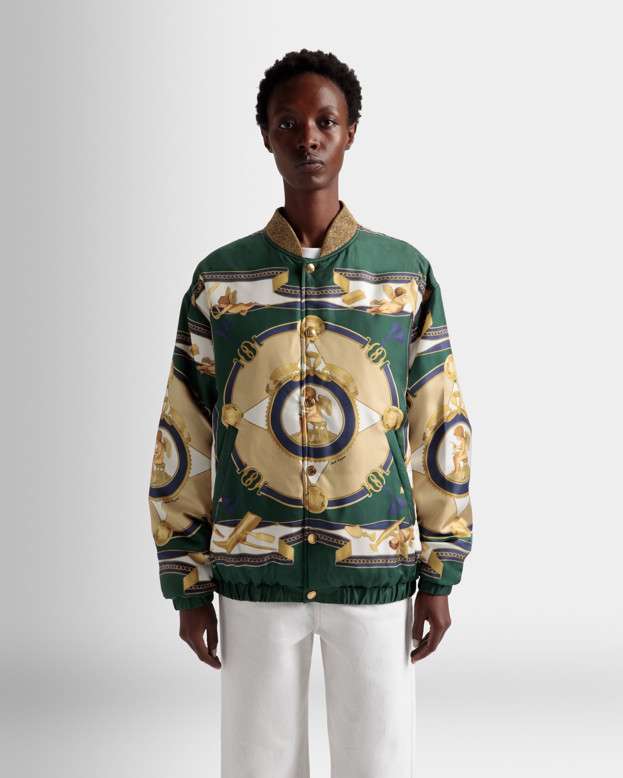Bally Global - Bomber Jacket In Kelly Green Silk - Green