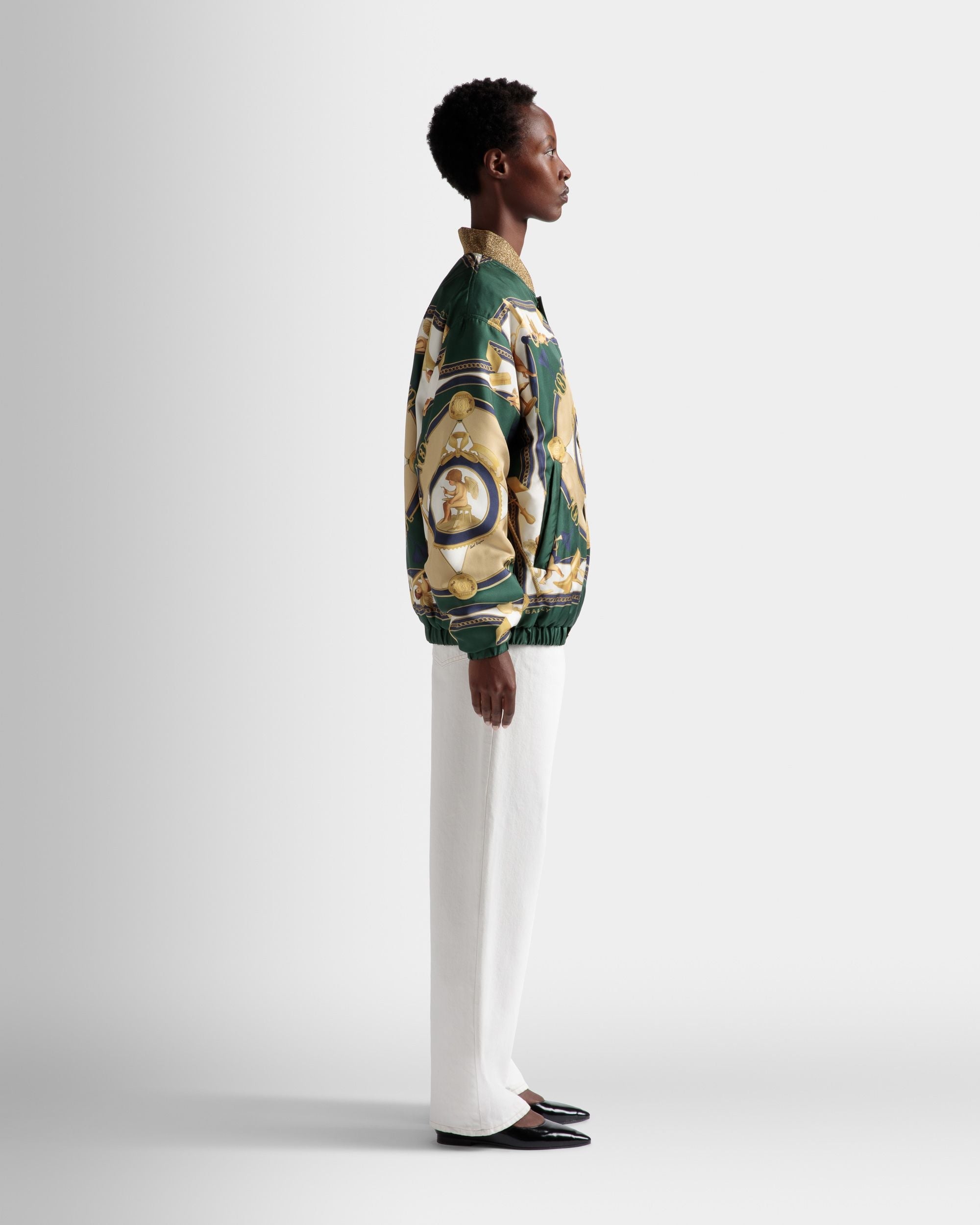 Bally Global - Bomber Jacket In Kelly Green Silk - Green