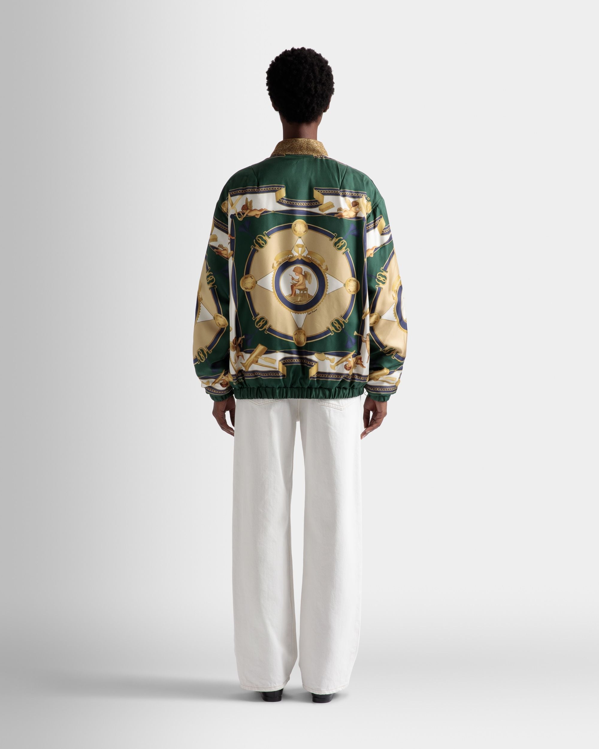 Bally Global - Bomber Jacket In Kelly Green Silk - Green