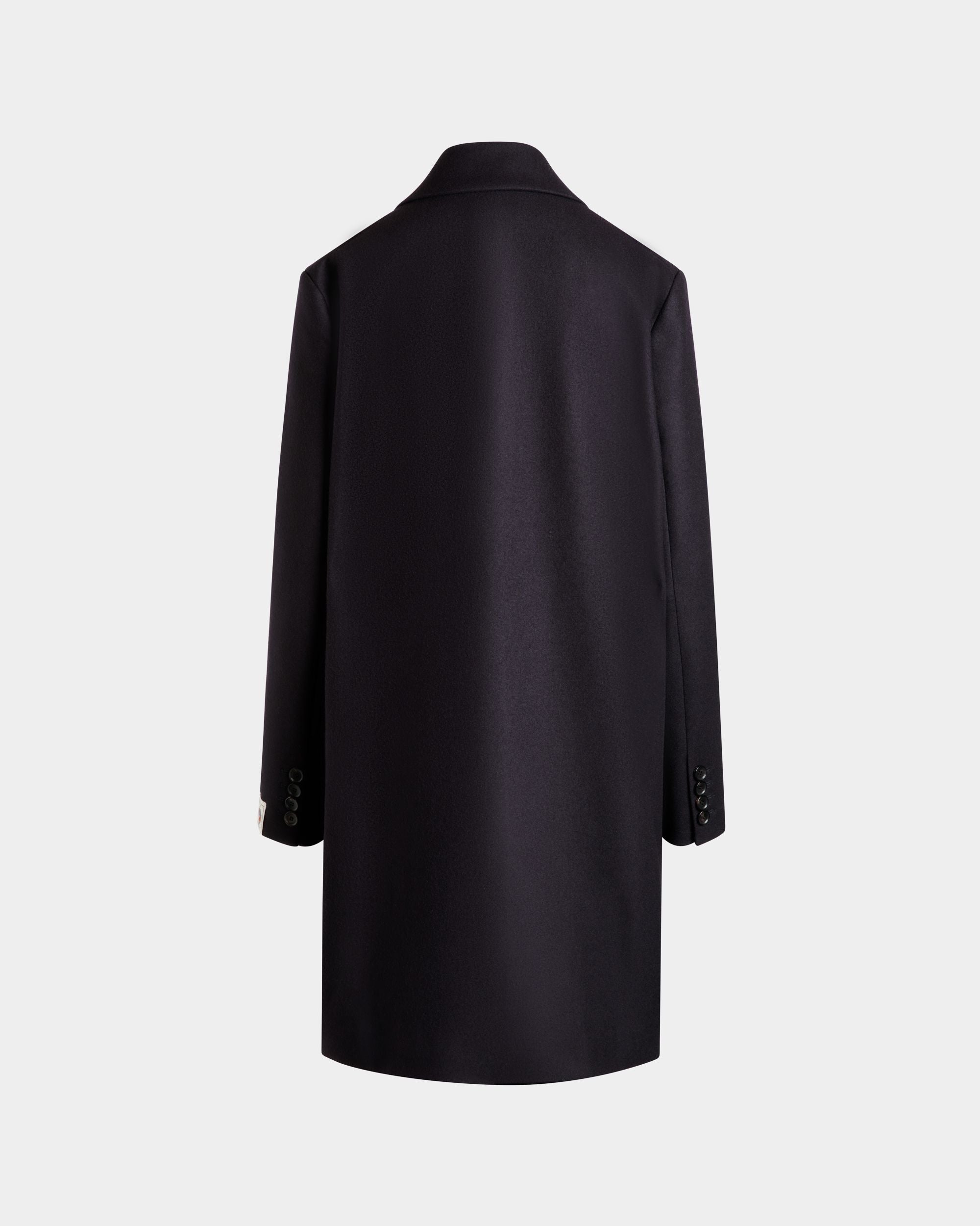 Bally Global - Single-Breasted Midi Coat In a Navy Blue Wool Blend - Blue