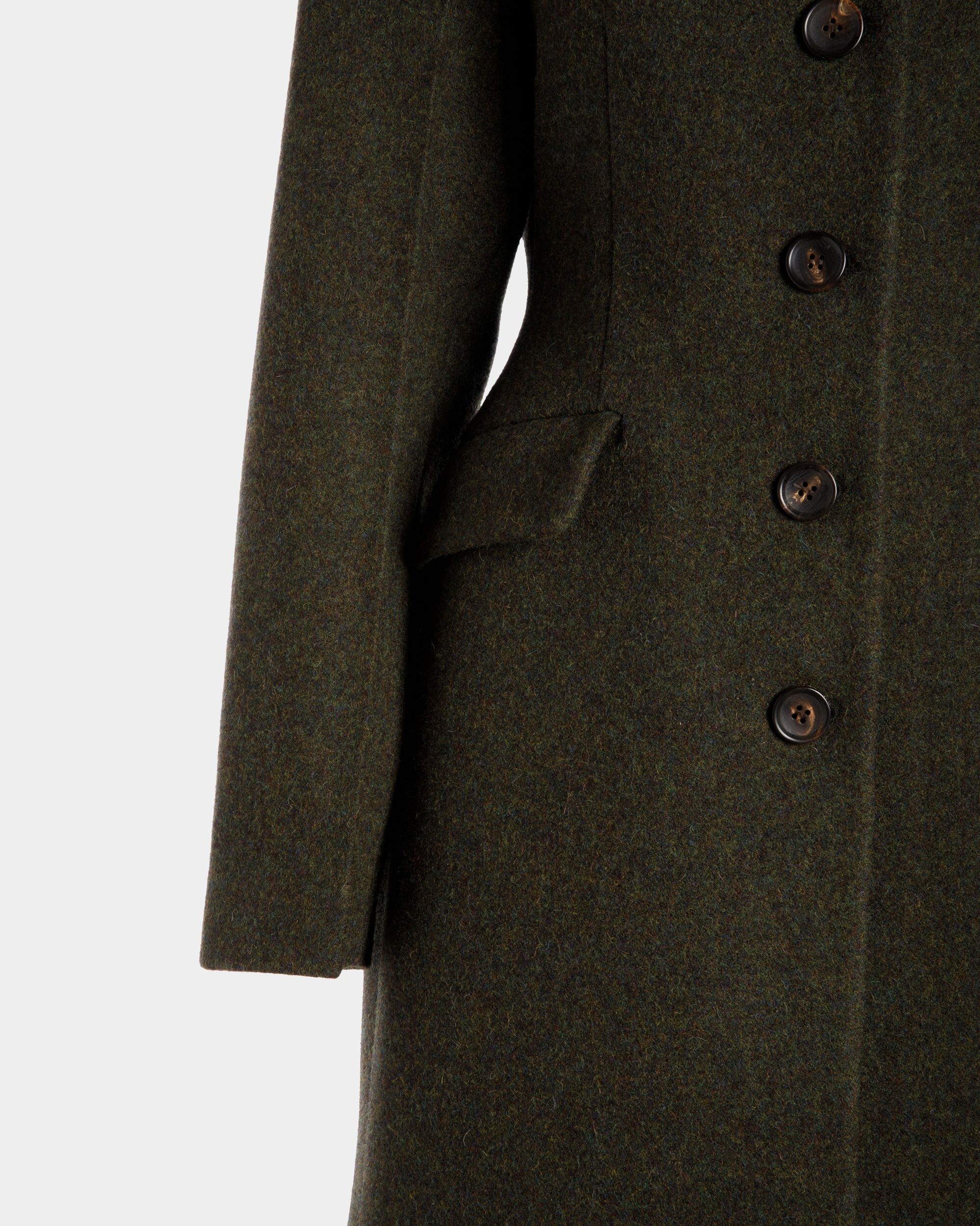 Bally Global - Single-Breasted Coat In Dark Green Wool - Green