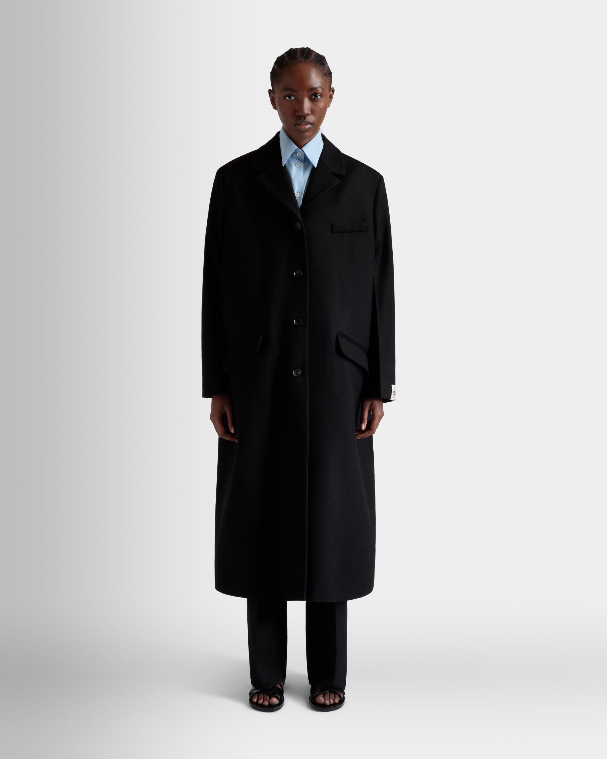 Bally Global - Single-Breasted Coat In Black Wool Blend - Black