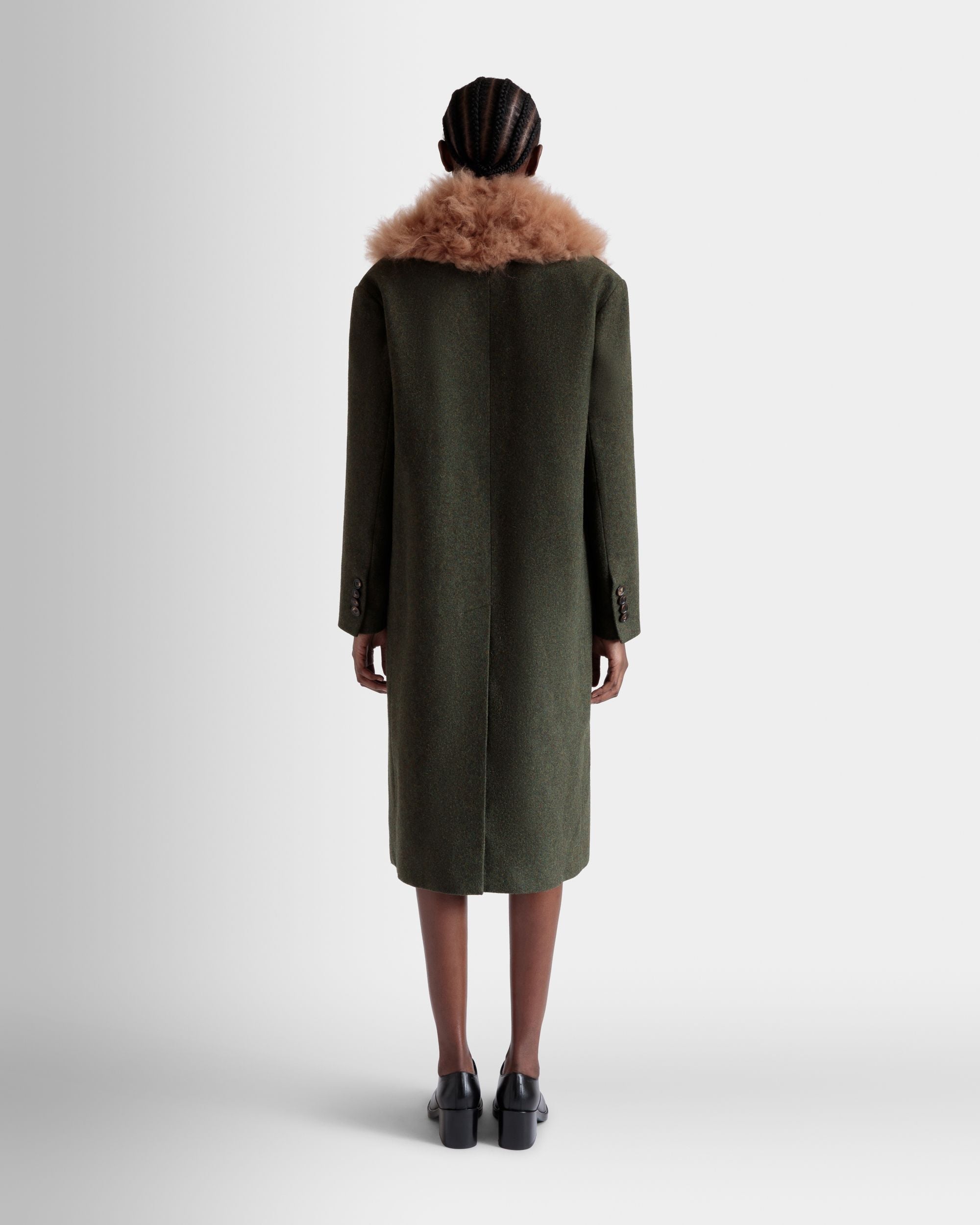 Bally Global - Single-Breasted Coat In Dark Green Wool - Verde