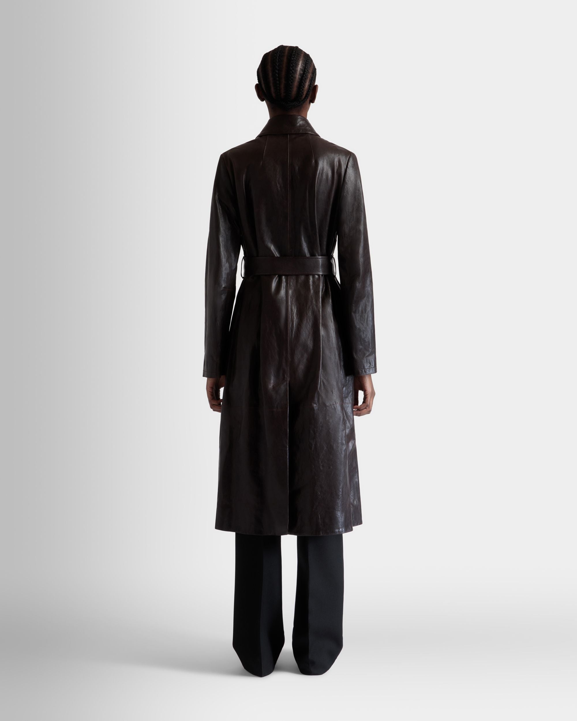 Bally Global - Manteau Ceinturé En Cuir Ebano - Marron