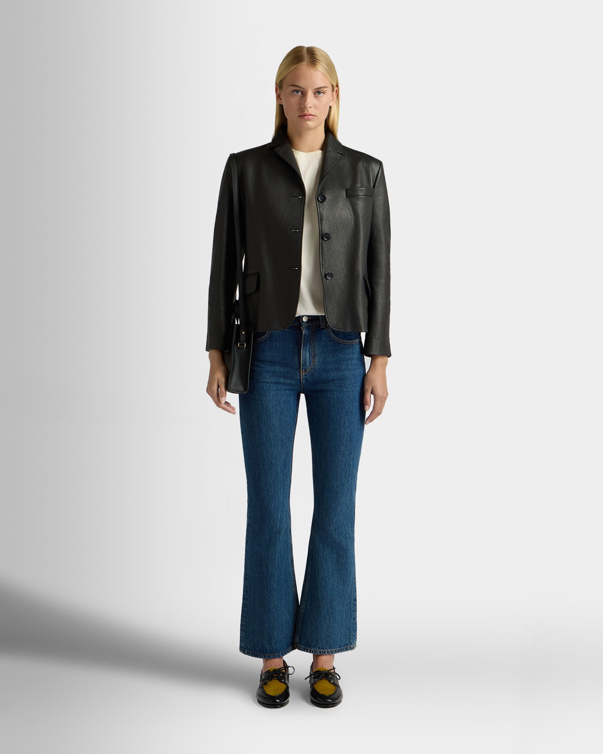 Bally Global - Blazer De Piel Negra - Negro
