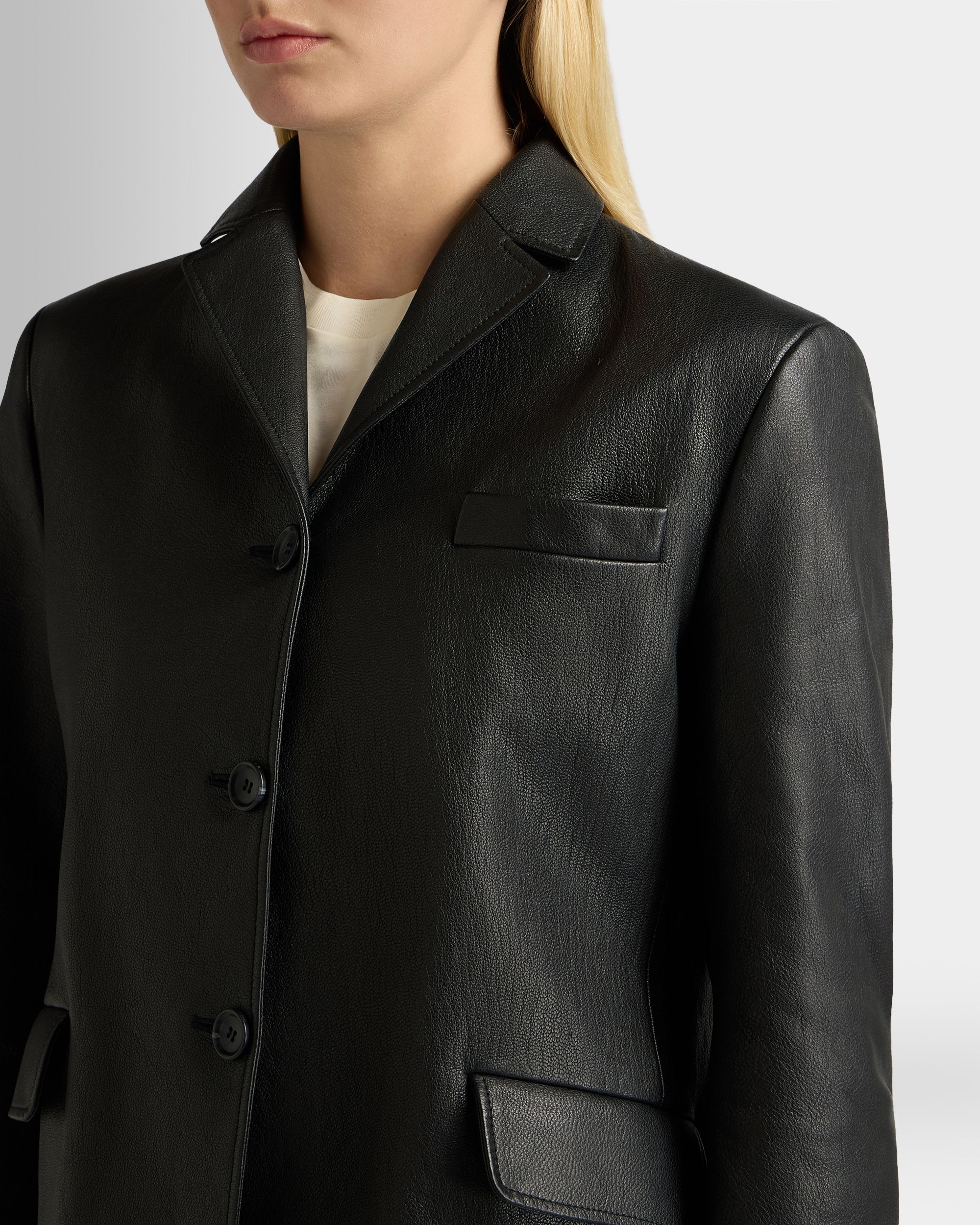 Bally Global - Blazer De Piel Negra - Negro