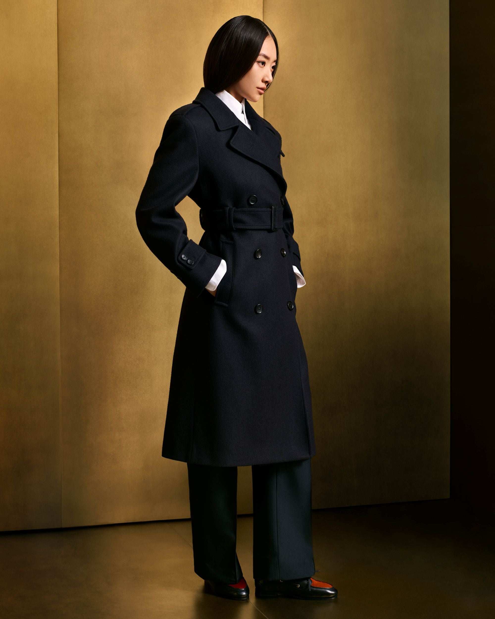 Bally Global - Trench Coat in a Navy Blue Wool Blend - Blue