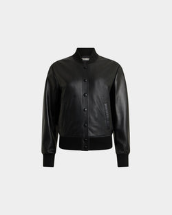 Bomber Jacket in Black Leather