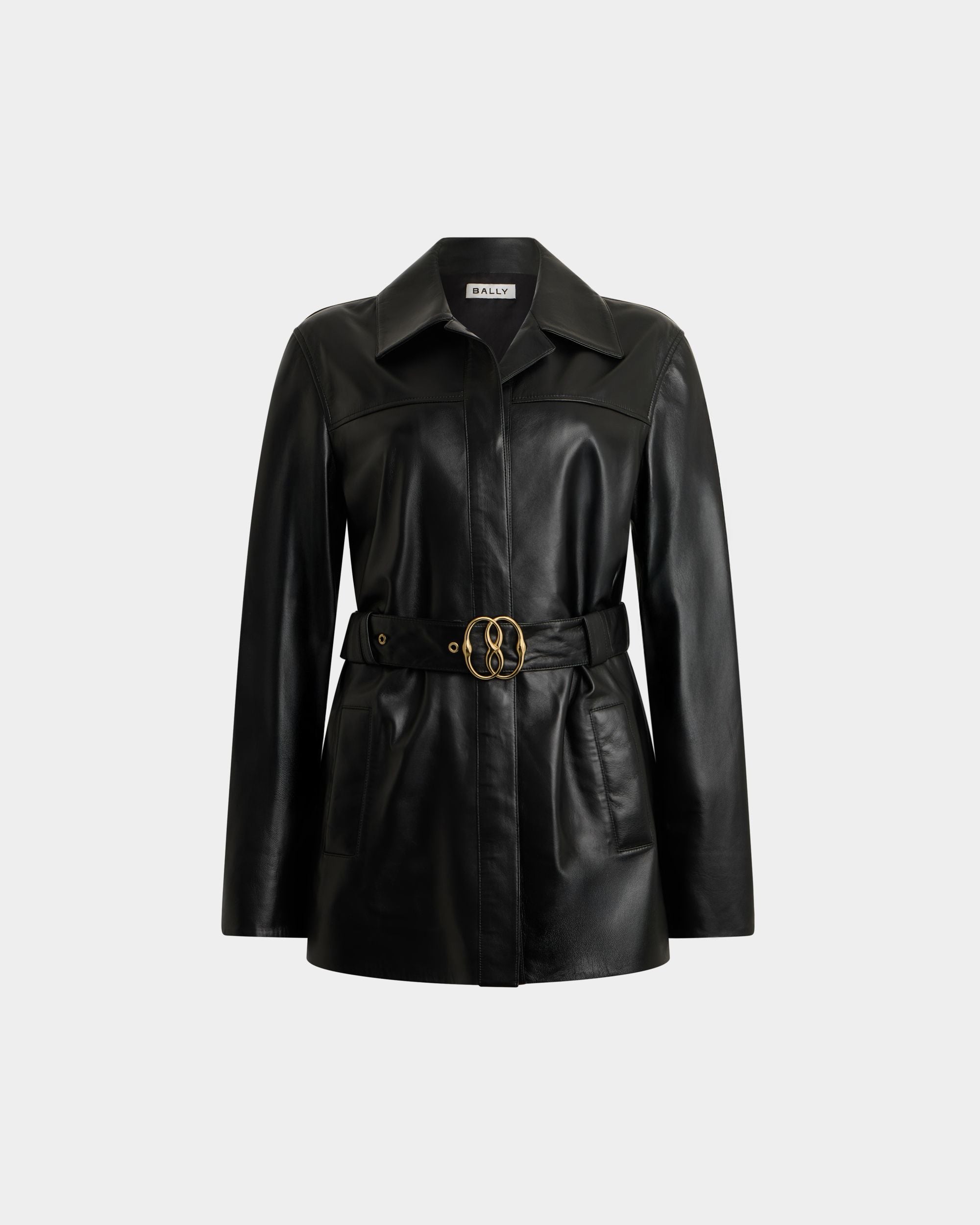 Bally Global - Belted Jacket in Black Leather - Black