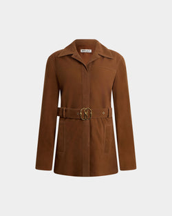 Belted Jacket in Brown Suede