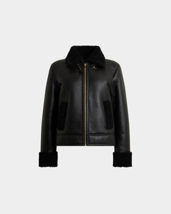Shearling Jacket in Black Leather