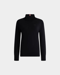 Mock Neck Sweater in Black Wool