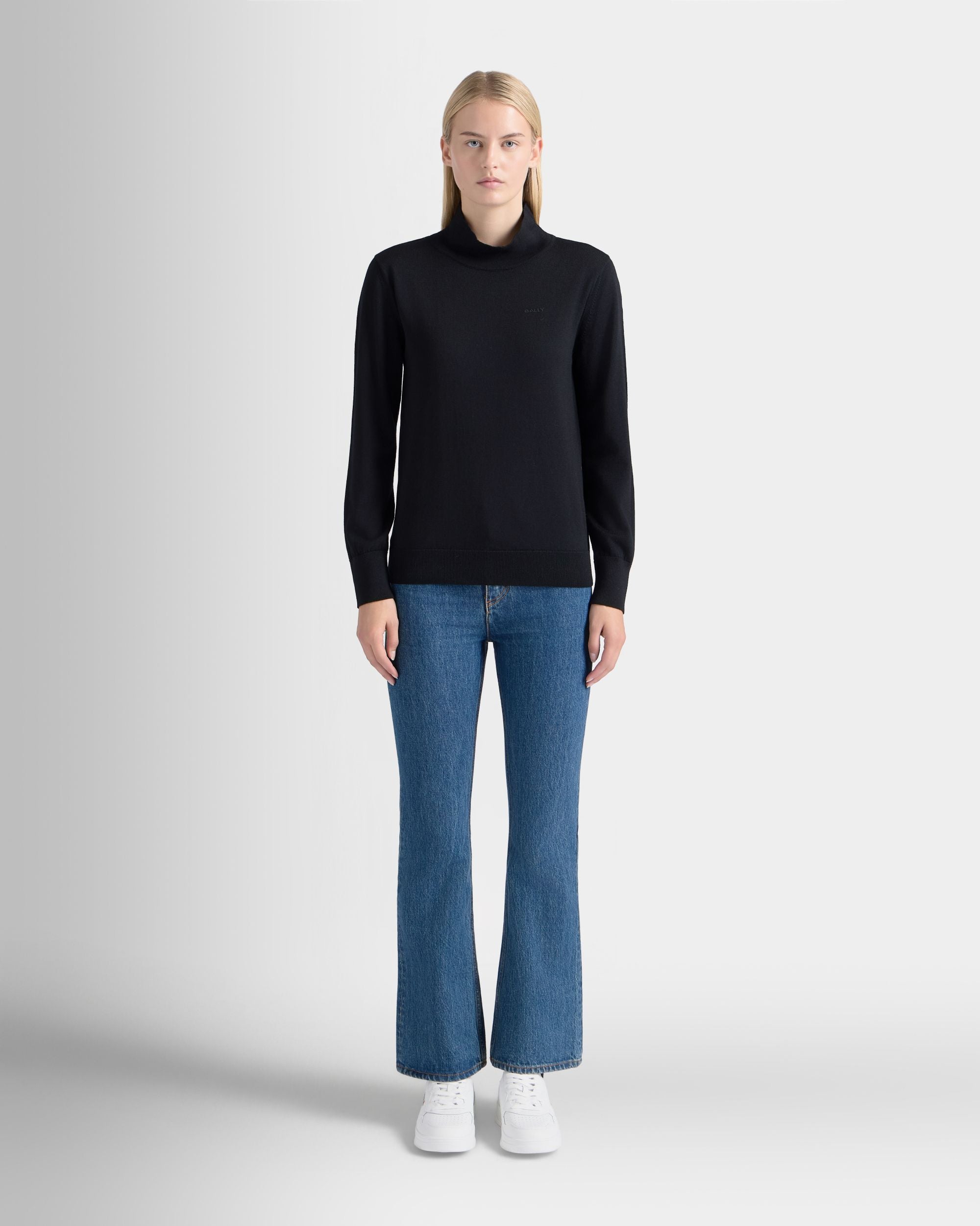 Bally Global - Mock Neck Sweater in Black Wool - Black