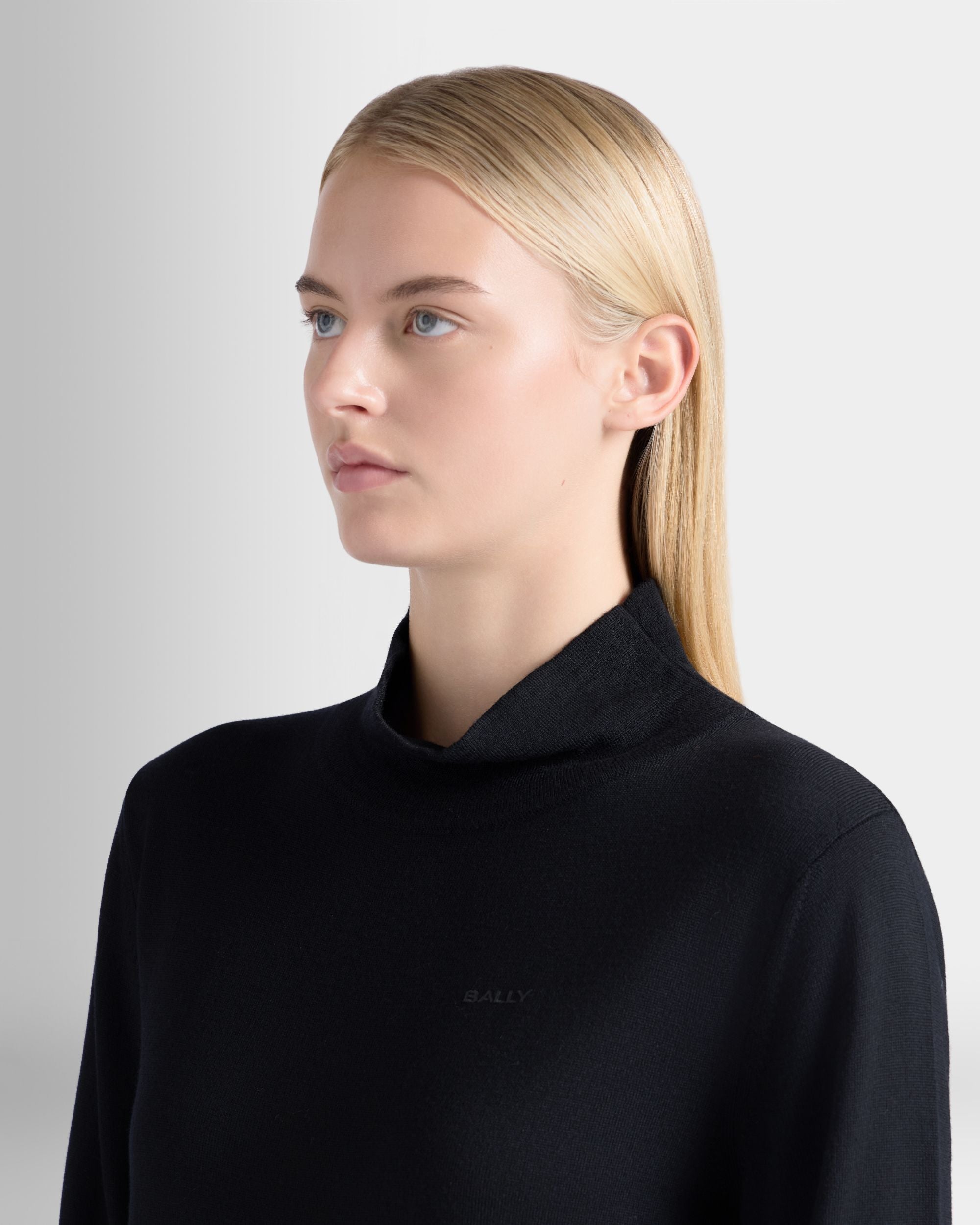 Bally Global - Mock Neck Sweater in Black Wool - Black