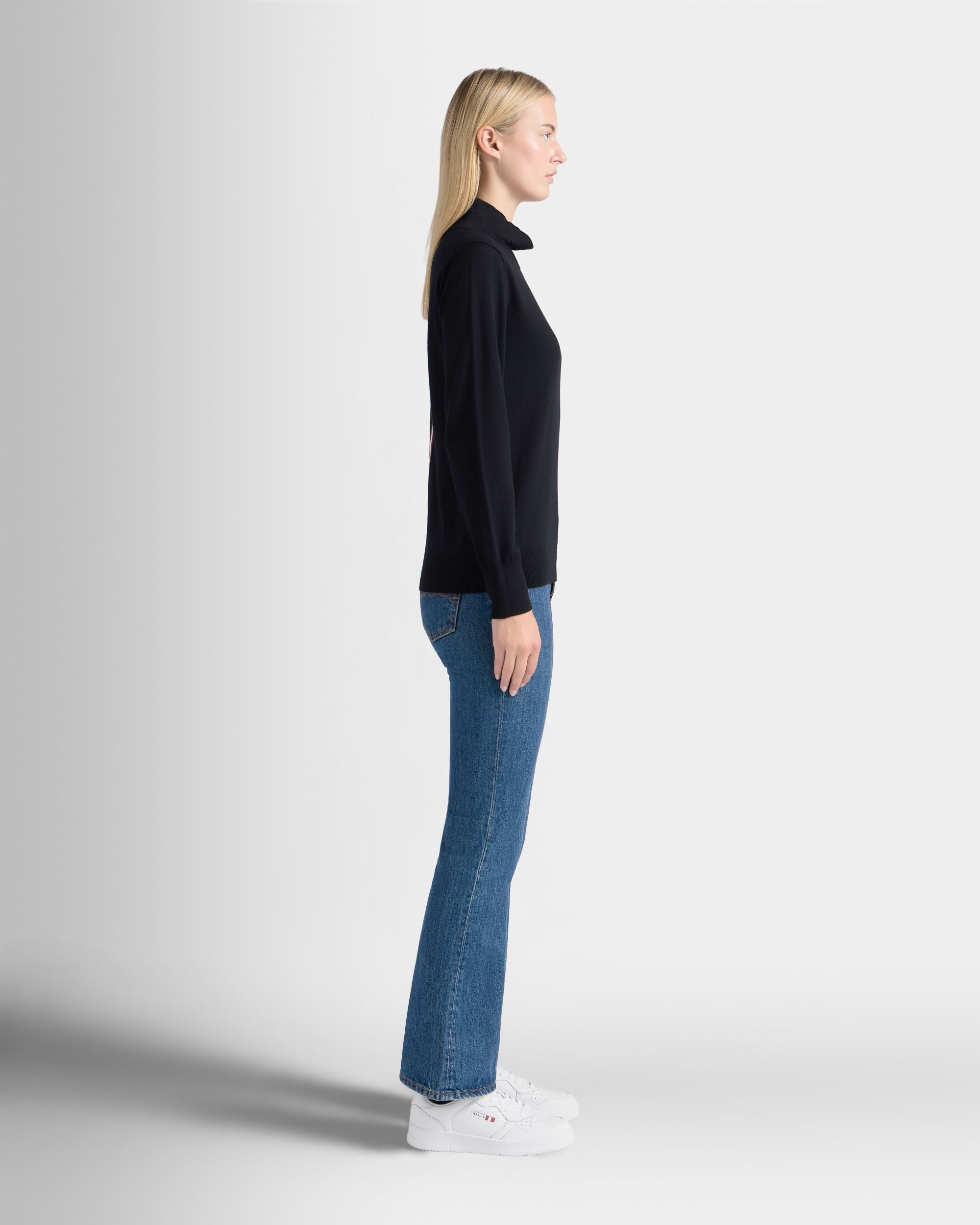 Bally Global - Mock Neck Sweater in Black Wool - Black