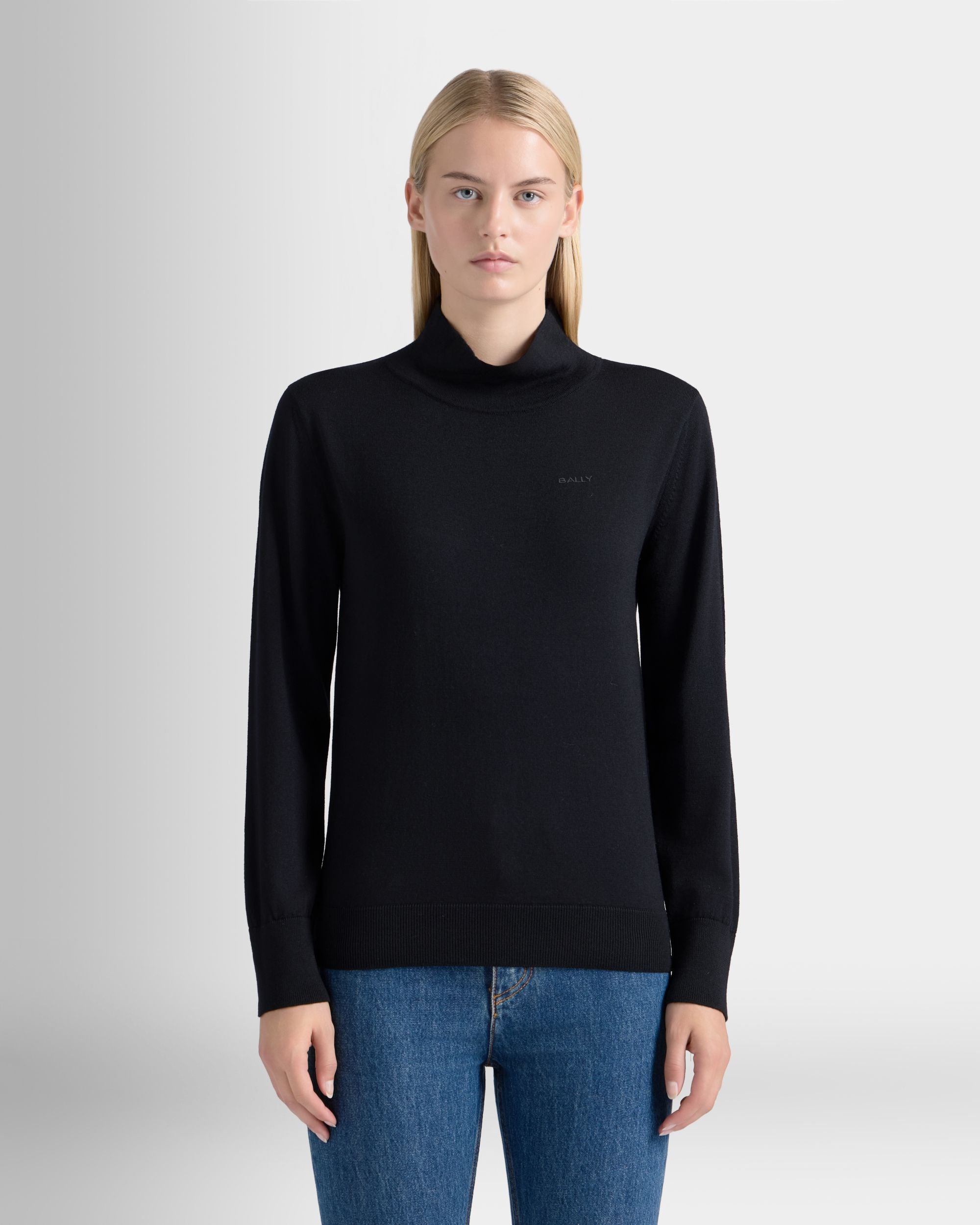 Bally Global - Mock Neck Sweater in Black Wool - Black