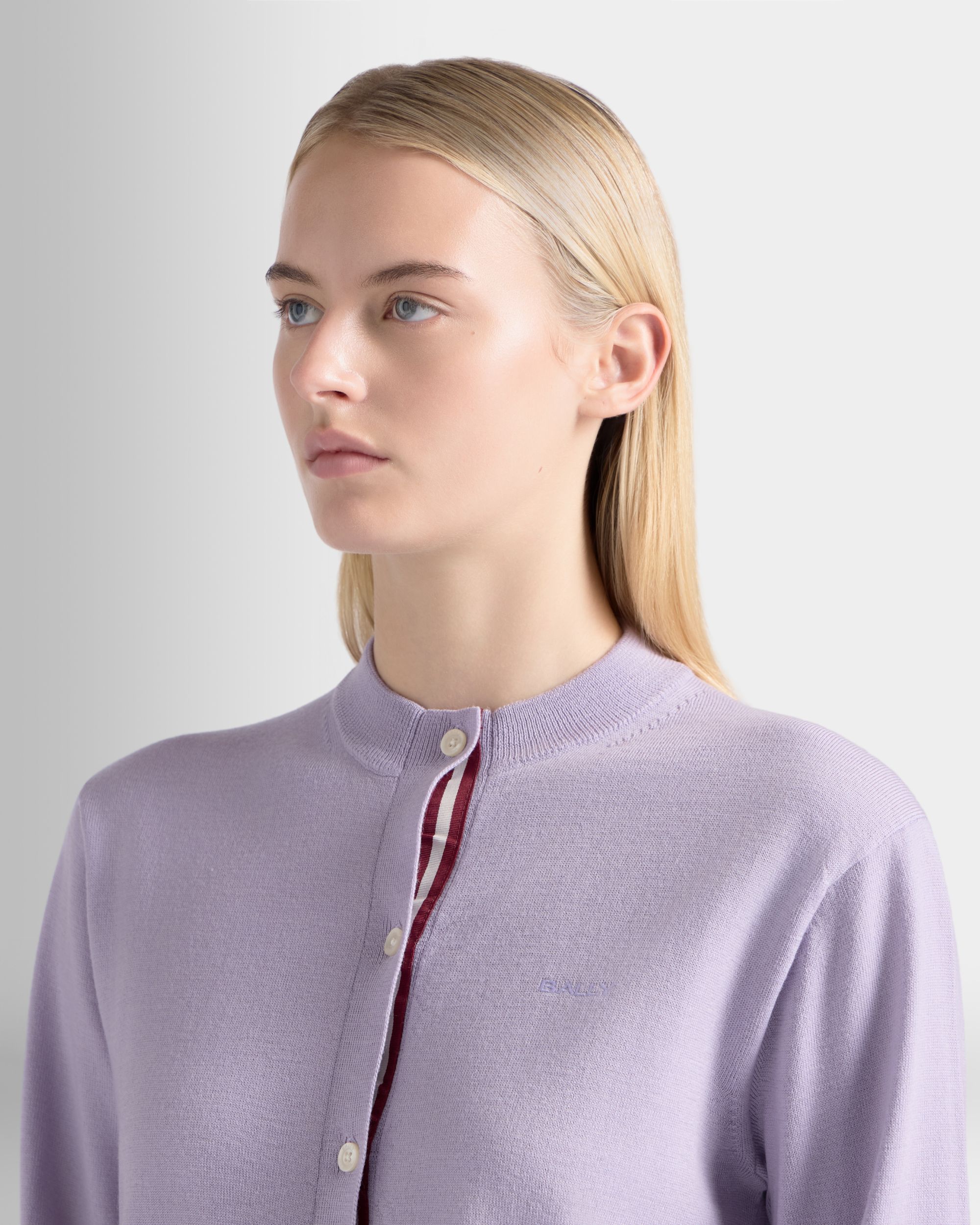 Bally Global - Cardigan in Light Mauve Wool - Pink