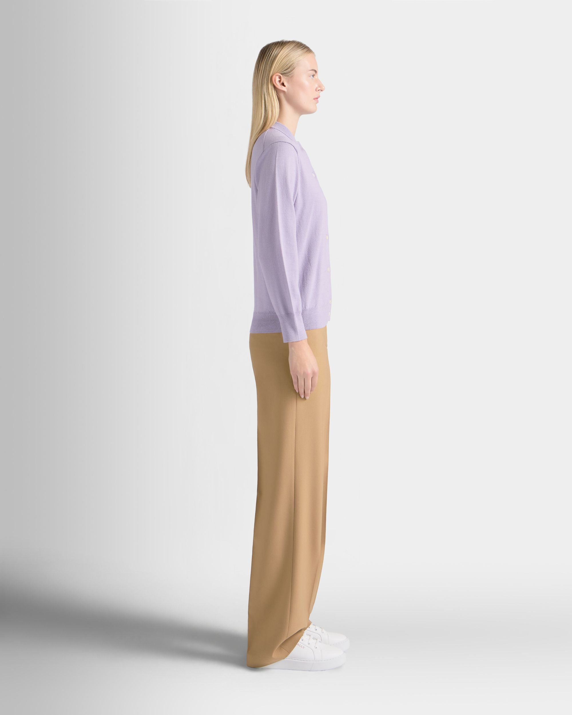 Bally Global - Cardigan in Light Mauve Wool - Pink