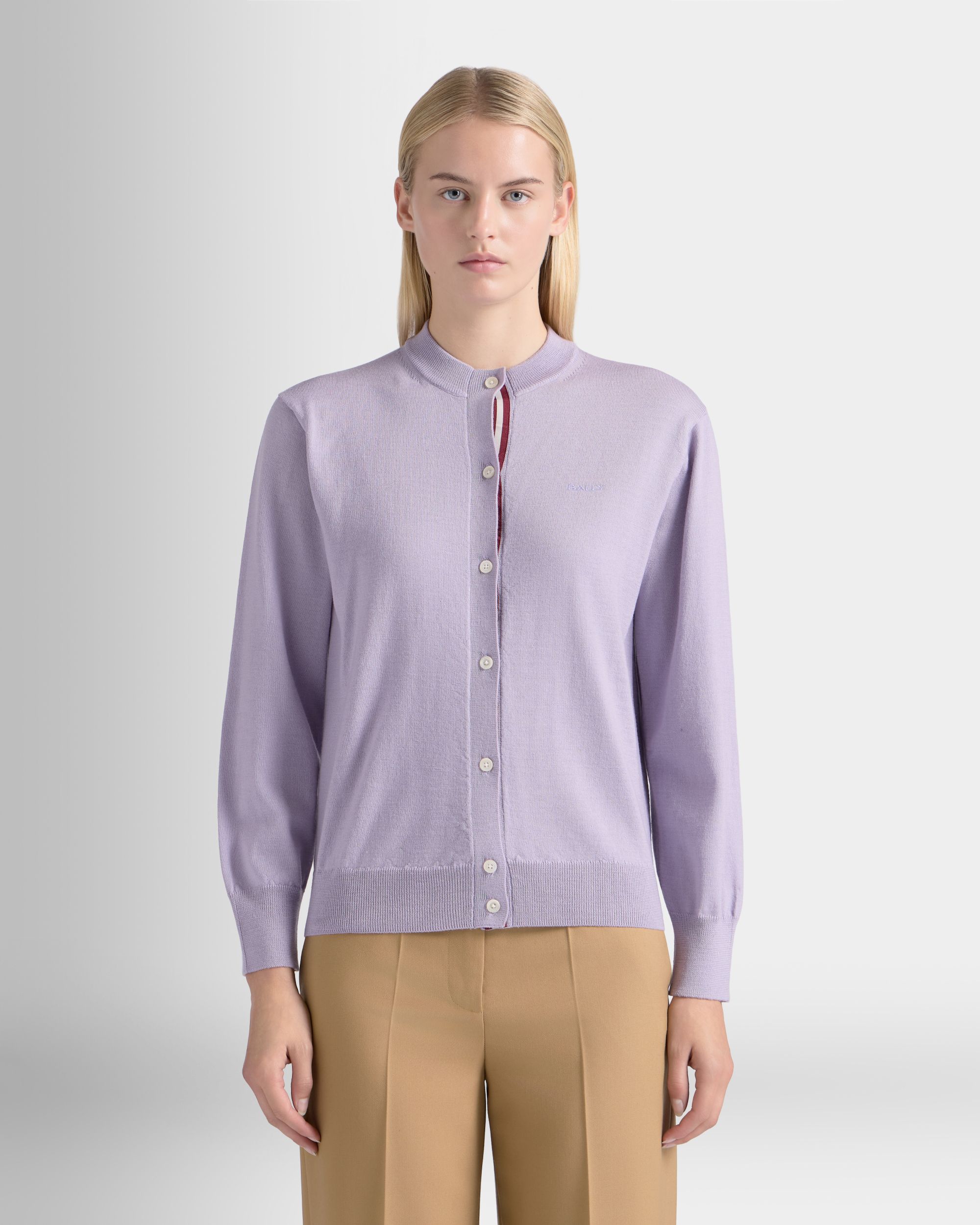 Bally Global - Cardigan in Light Mauve Wool - Pink