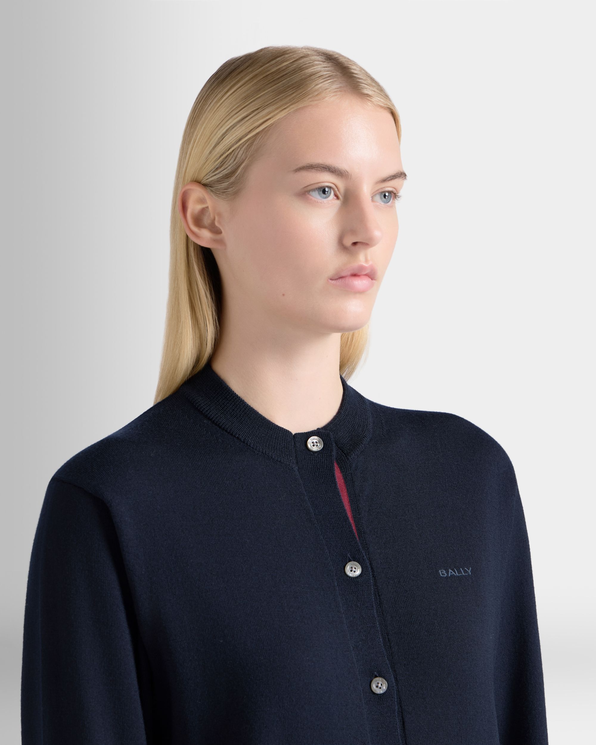 Bally Global - Cardigan in Navy Blue Wool - Blue