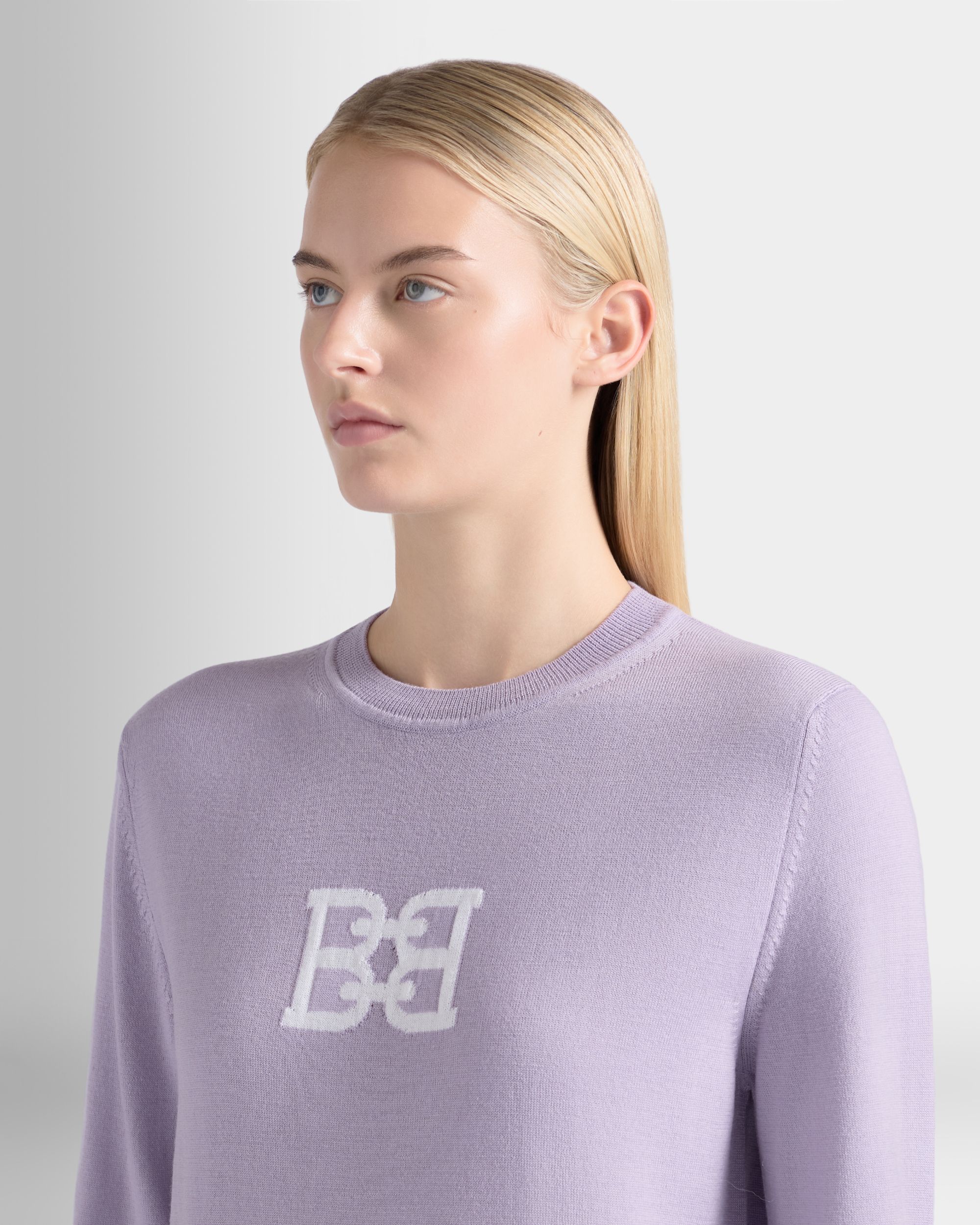 Bally Global - Crewneck Sweater in Light Mauve Wool - Pink
