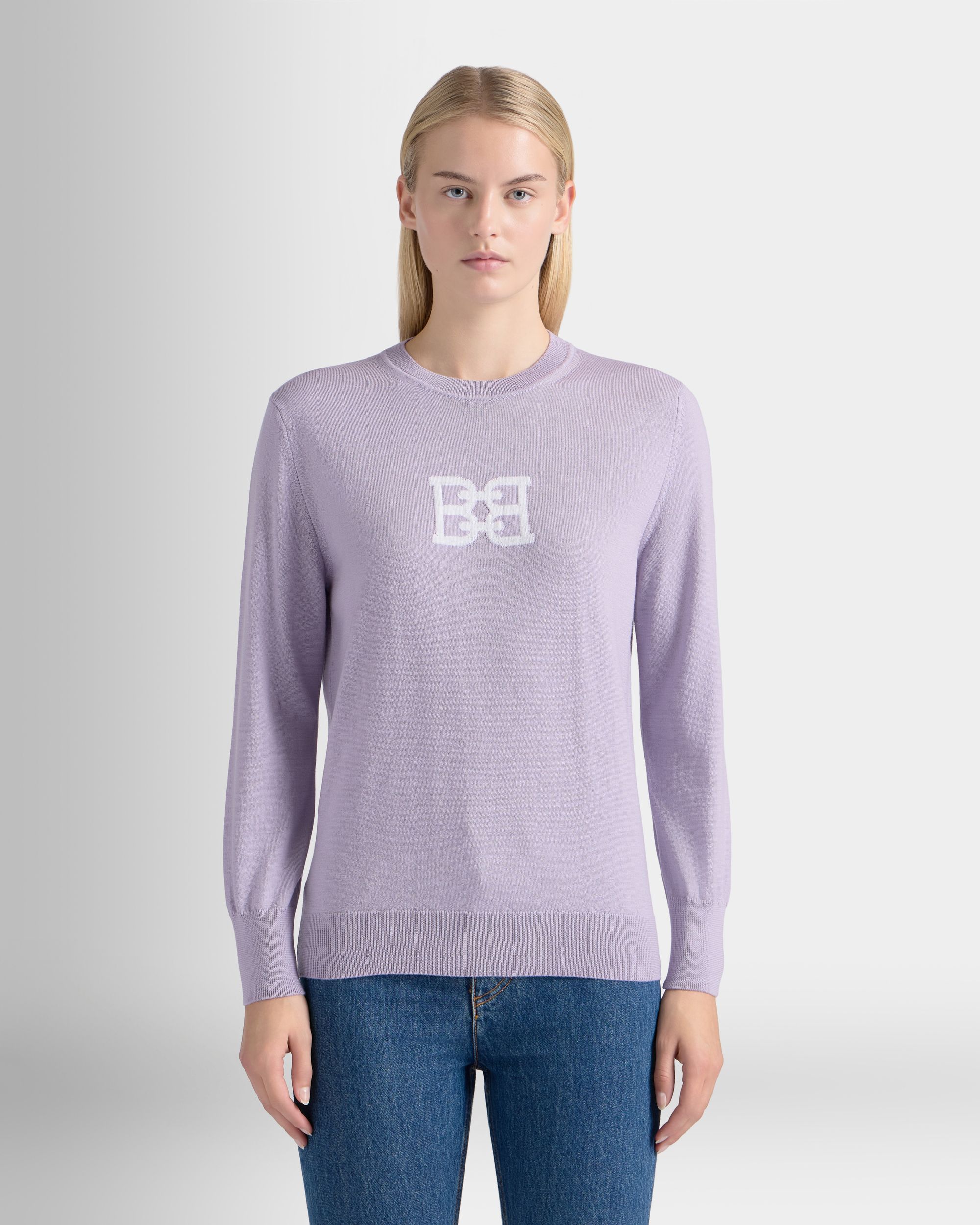 Bally Global - Crewneck Sweater in Light Mauve Wool - Pink