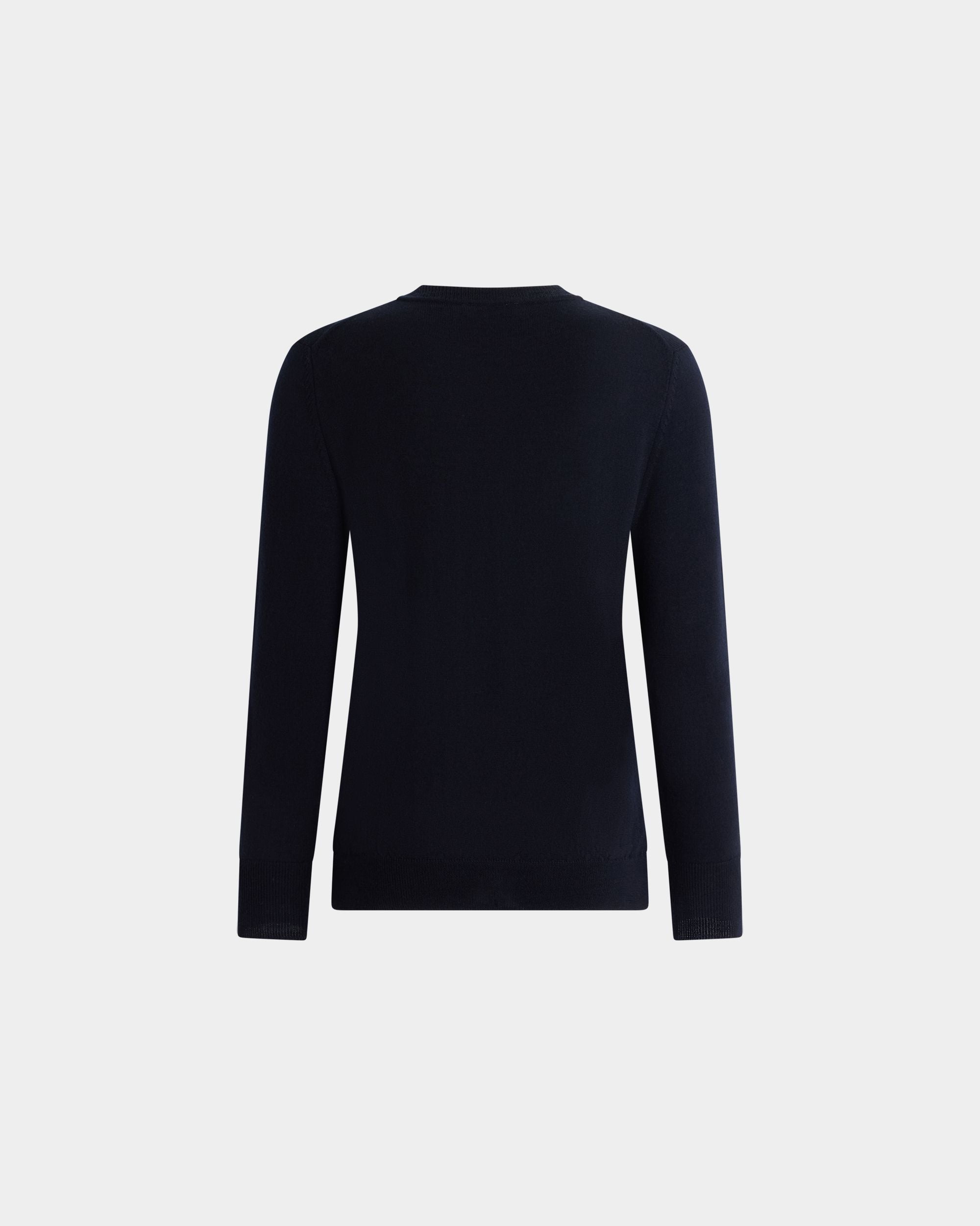 Bally Global - Crewneck Sweater in Navy Blue Wool - Blue