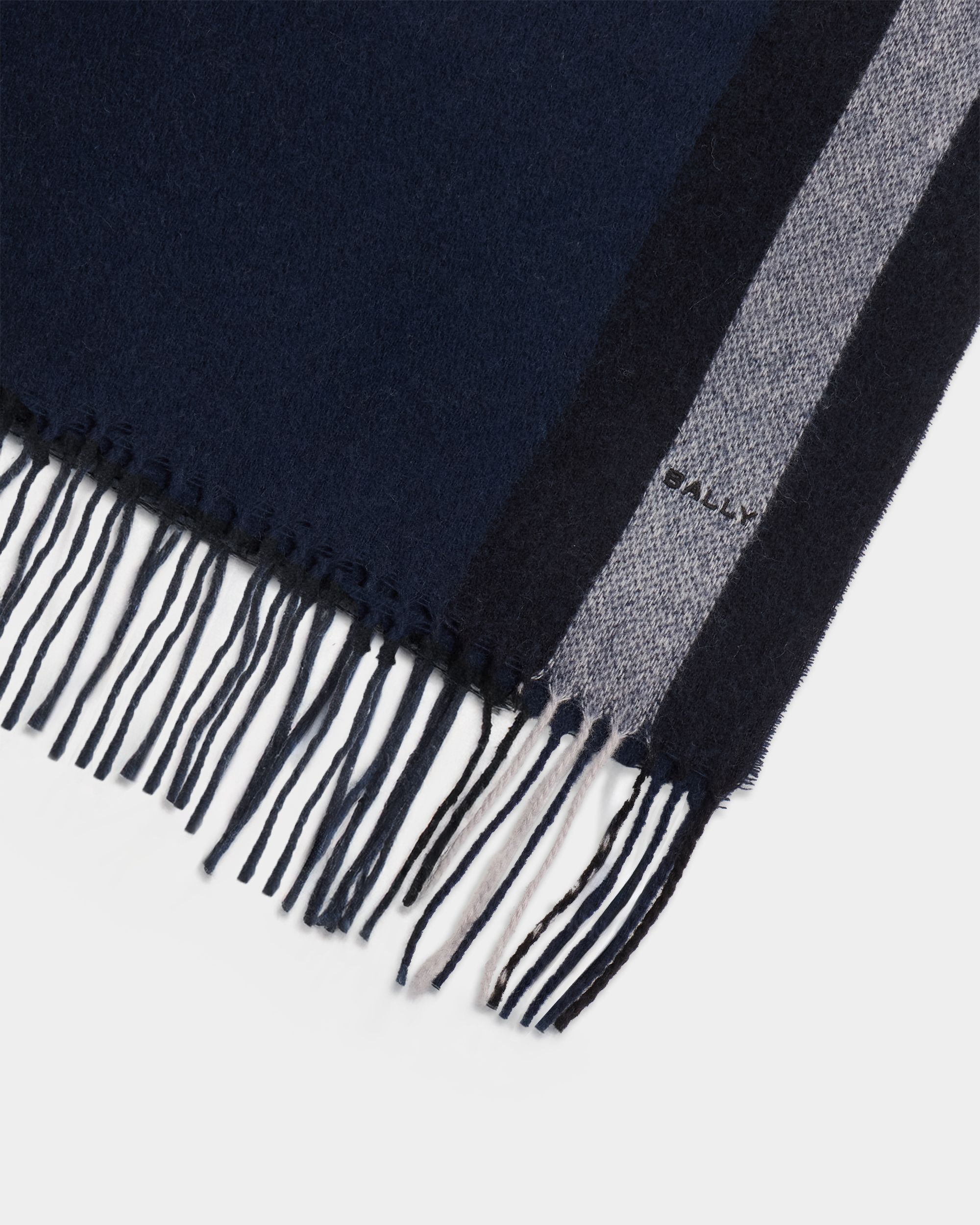 Bally Global - Scarf in Navy Blue Wool - Blue