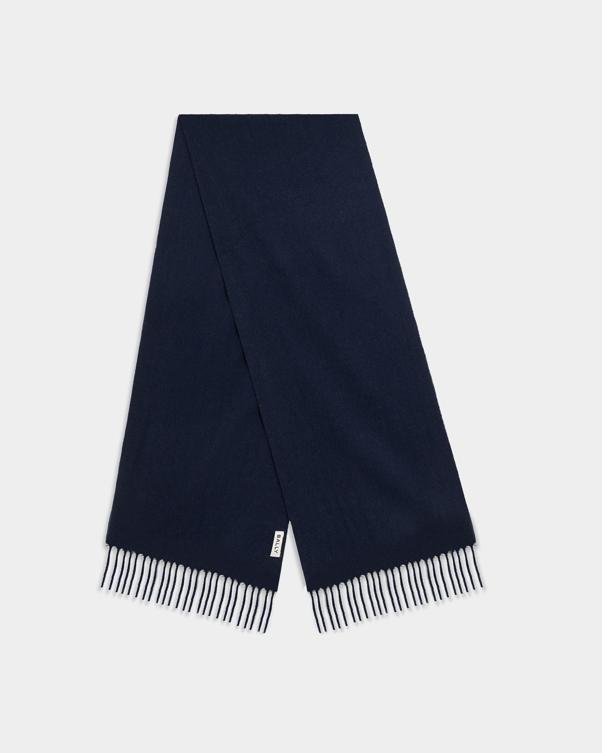 Bally Global - Scarf in Navy Blue Wool - Blue