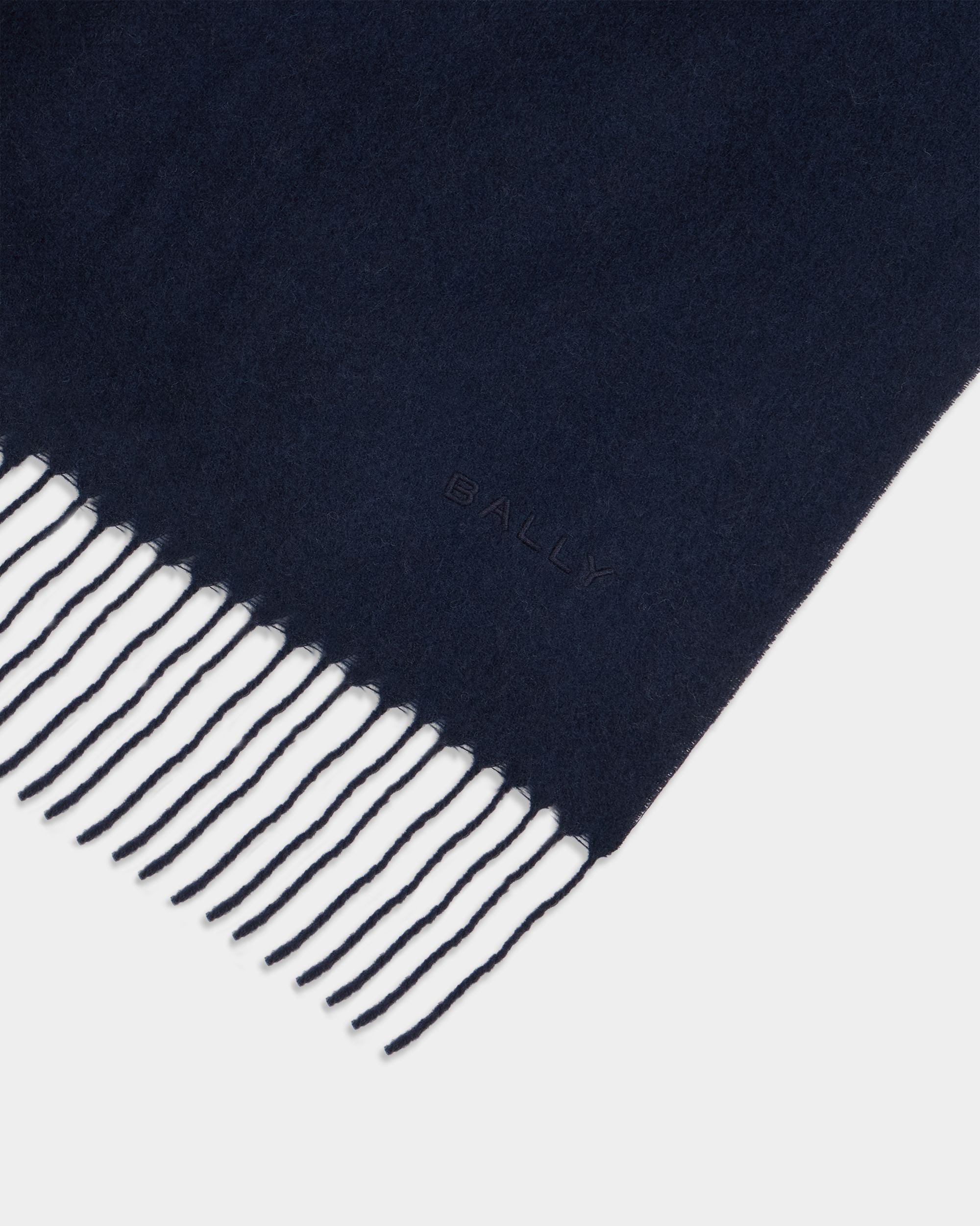 Bally Global - Scarf in Navy Blue Wool - Blue