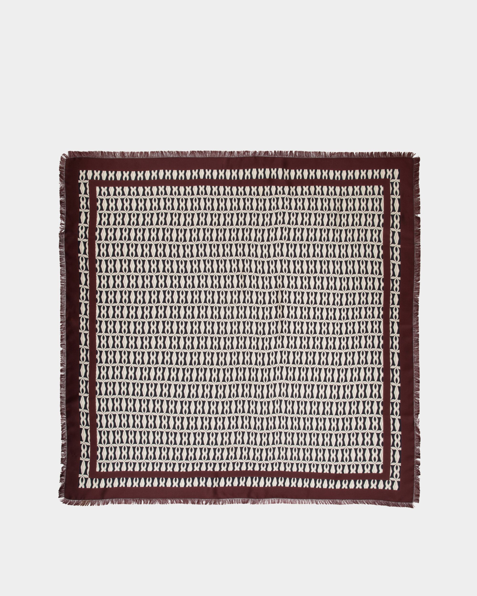Bally Global - Foulard With Emblem Print In Andorra Silk - Burgundy
