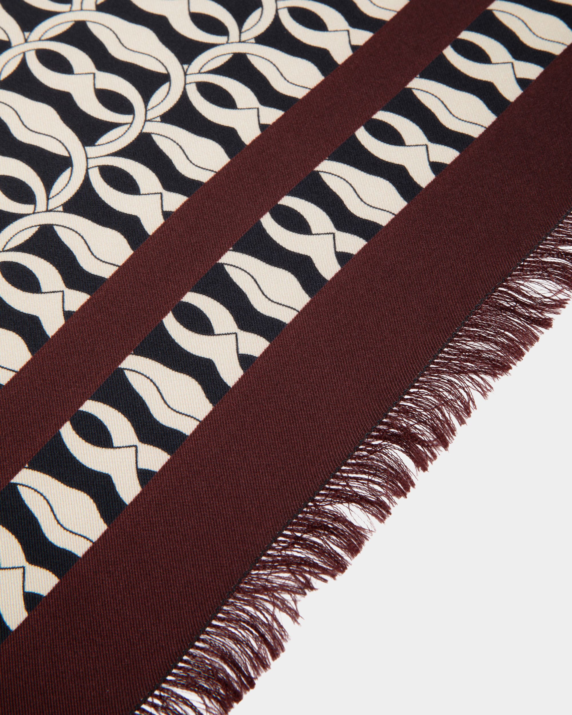 Bally Global - Foulard With Emblem Print In Andorra Silk - Burgundy