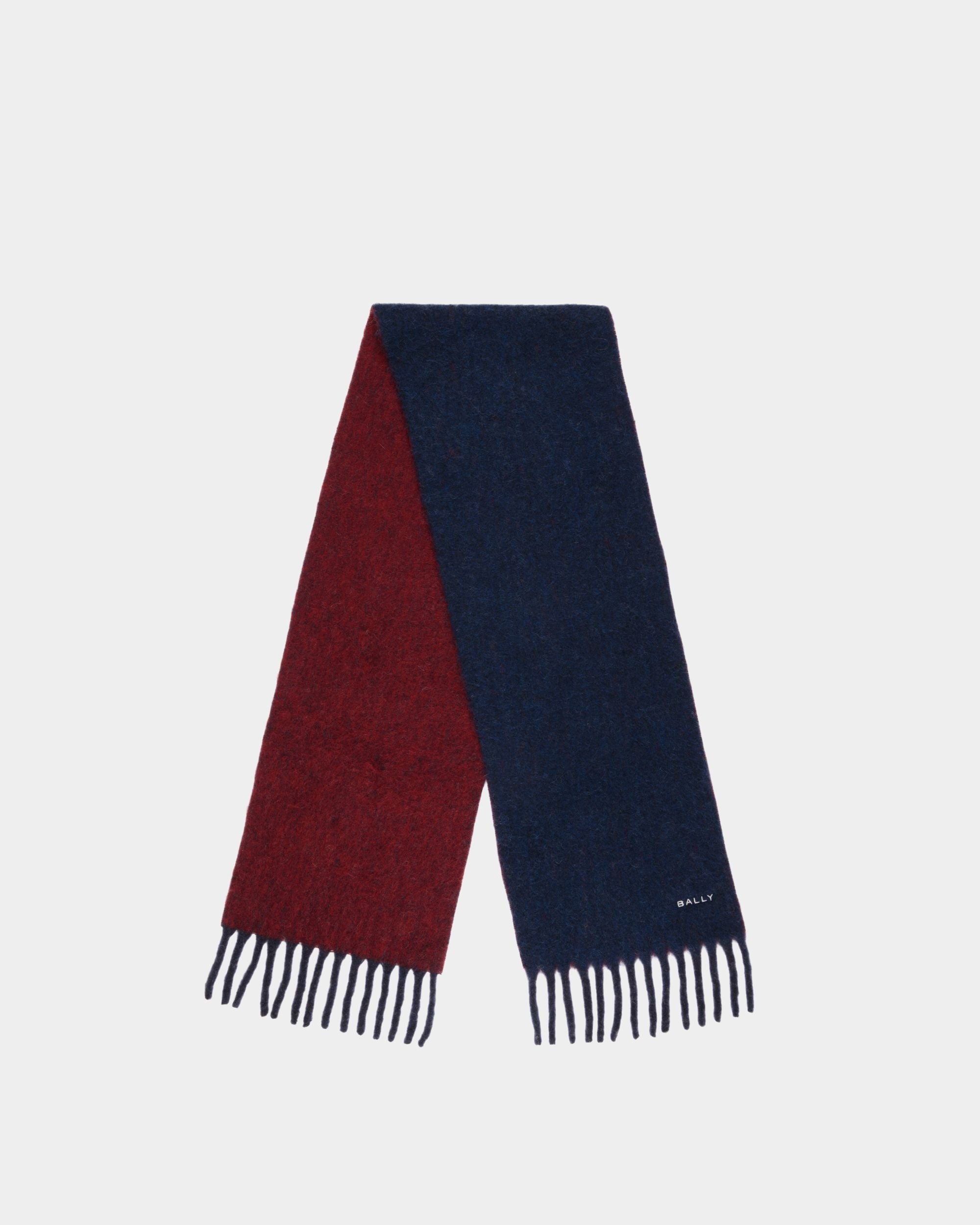 Bally Global - Scarf In Navy Blue And Candy Red Wool Blend - Multicolor