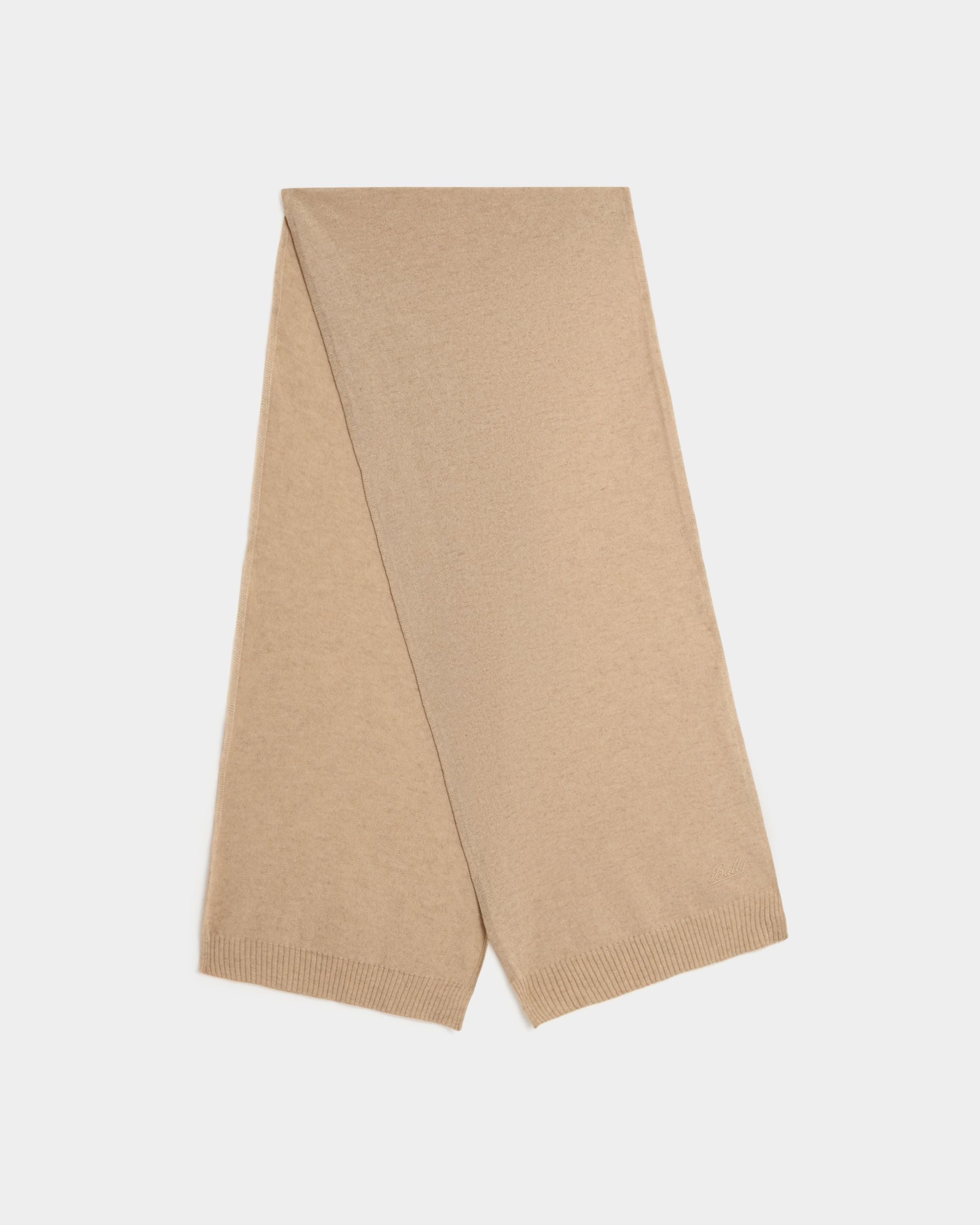 Bally Global - Scarf in Beige Cashmere with a Logo - Beige